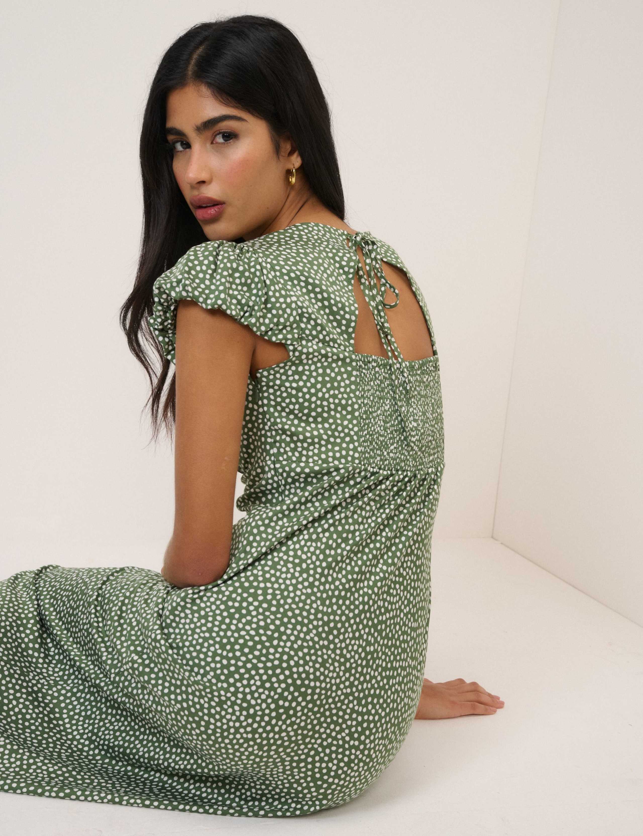 Printed Round Neck Midi Tea Dress 4 of 5
