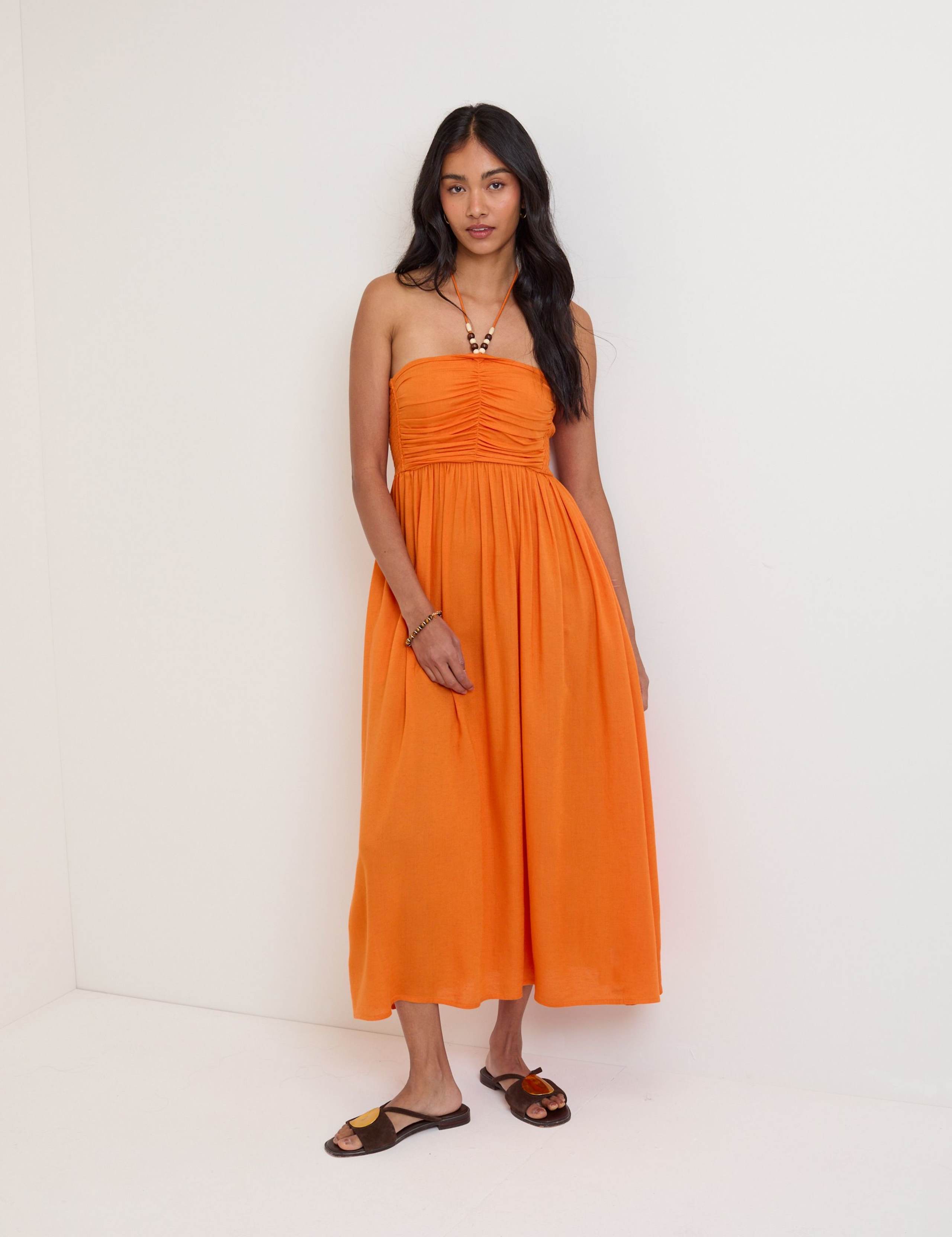 Halter Neck Midaxi Beach Dress with Linen 1 of 5