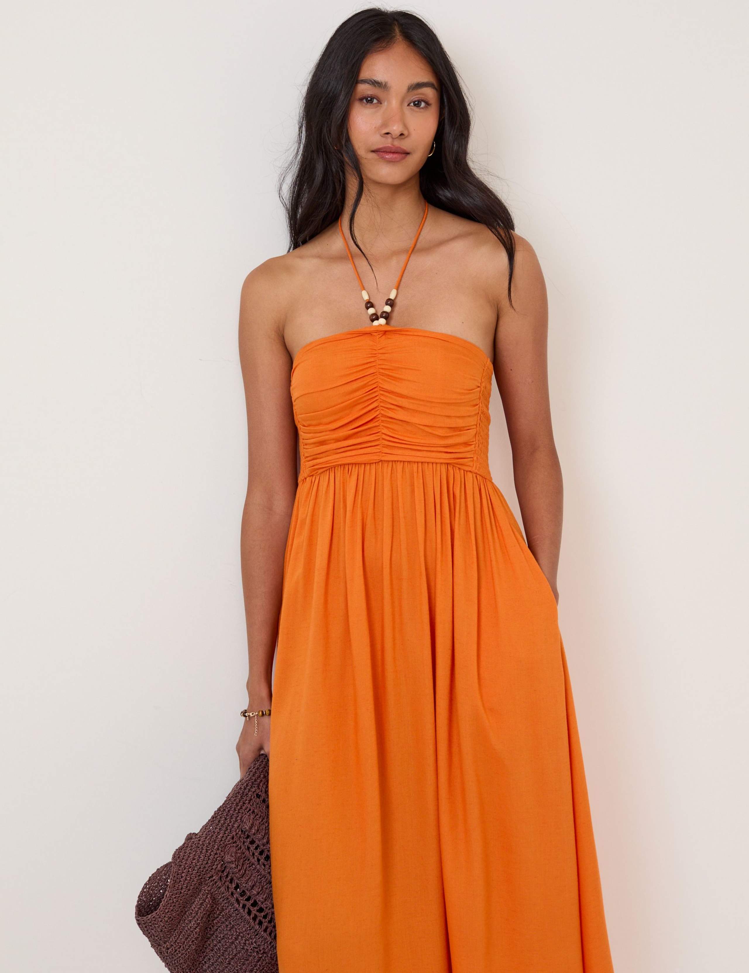 Halter Neck Midaxi Beach Dress with Linen 3 of 5