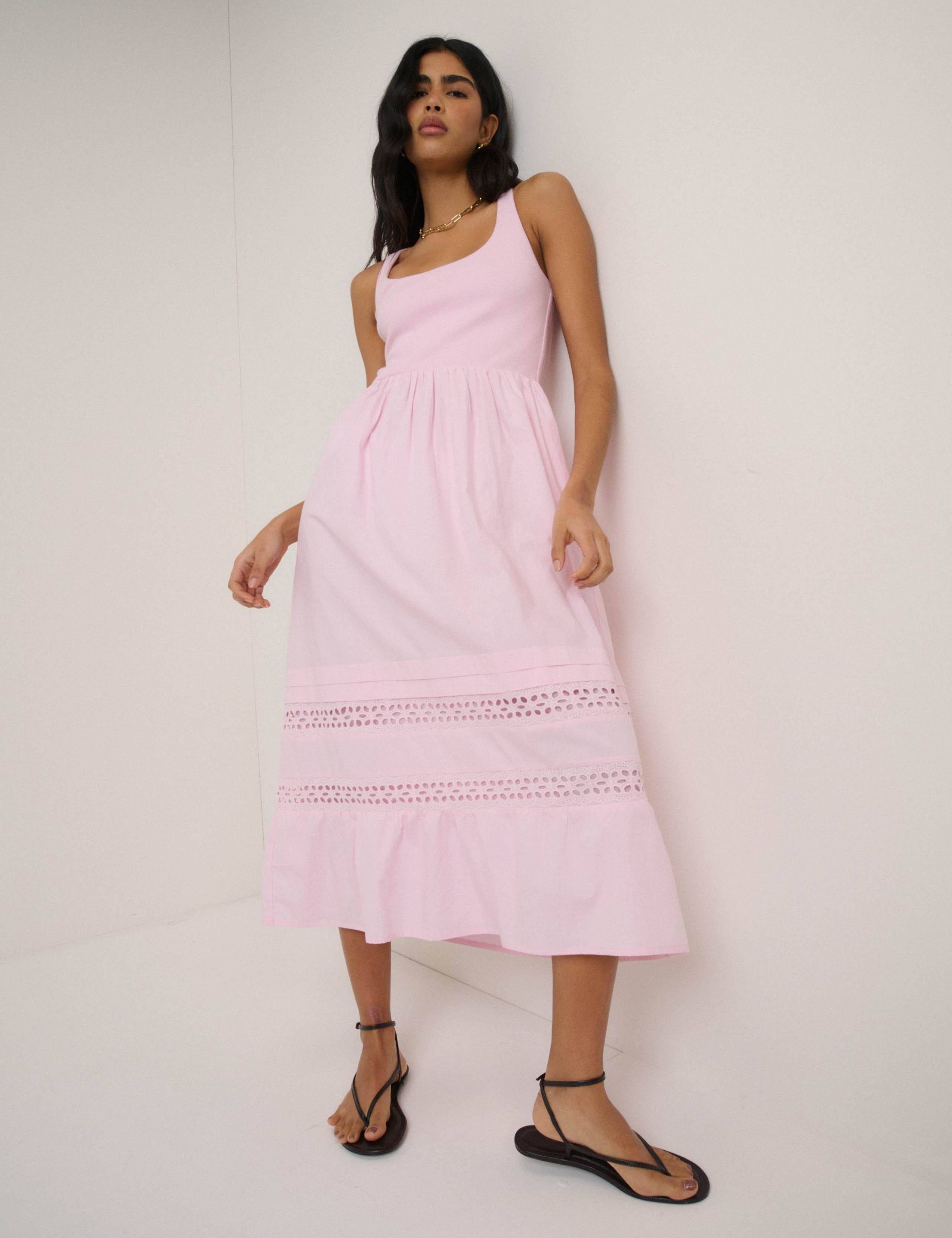 Cotton Rich Broderie Midi Dress 1 of 5