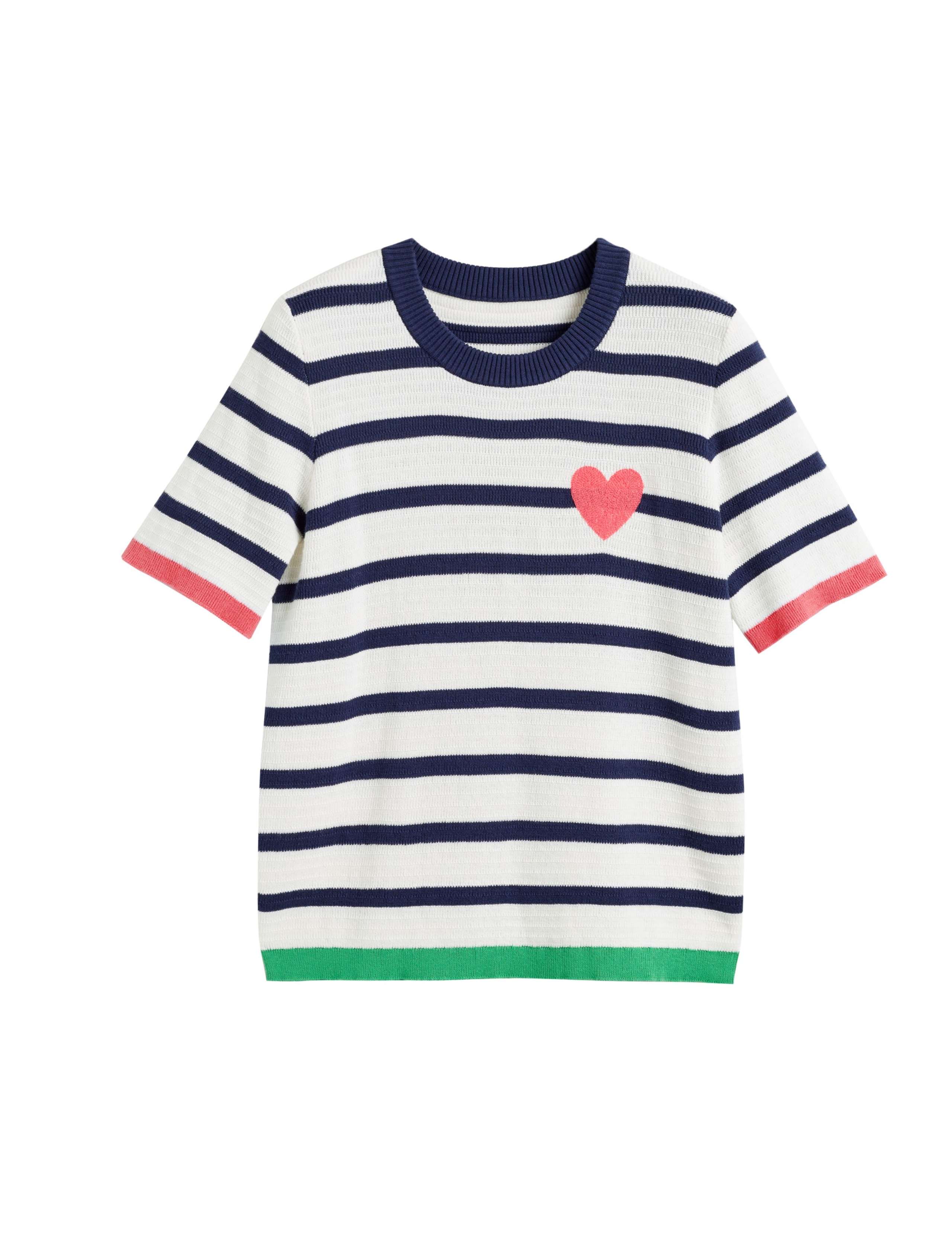 Pure Cotton Striped Heart T-Shirt 2 of 3