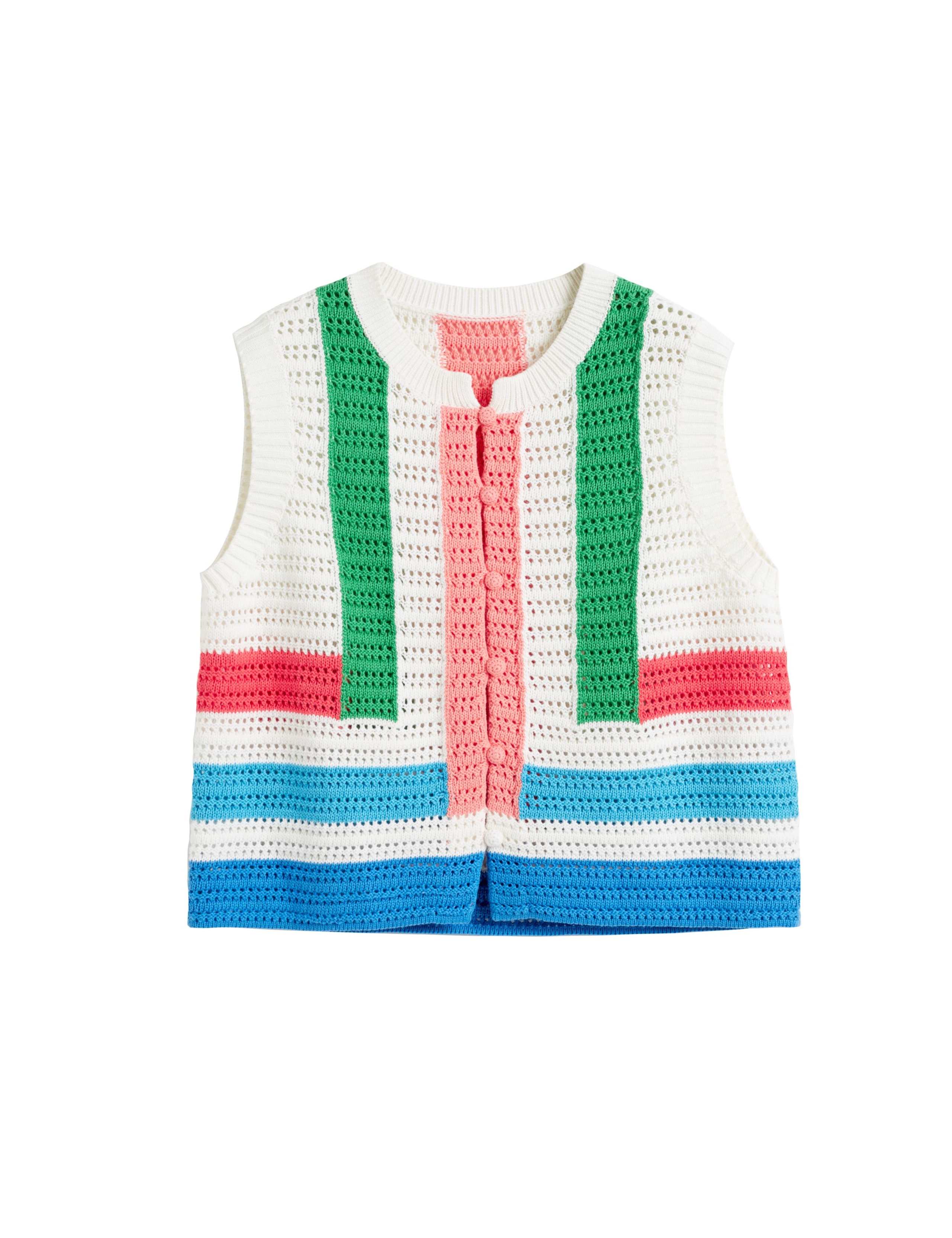 Pure Cotton Colour Block Knitted Vest Top 2 of 4