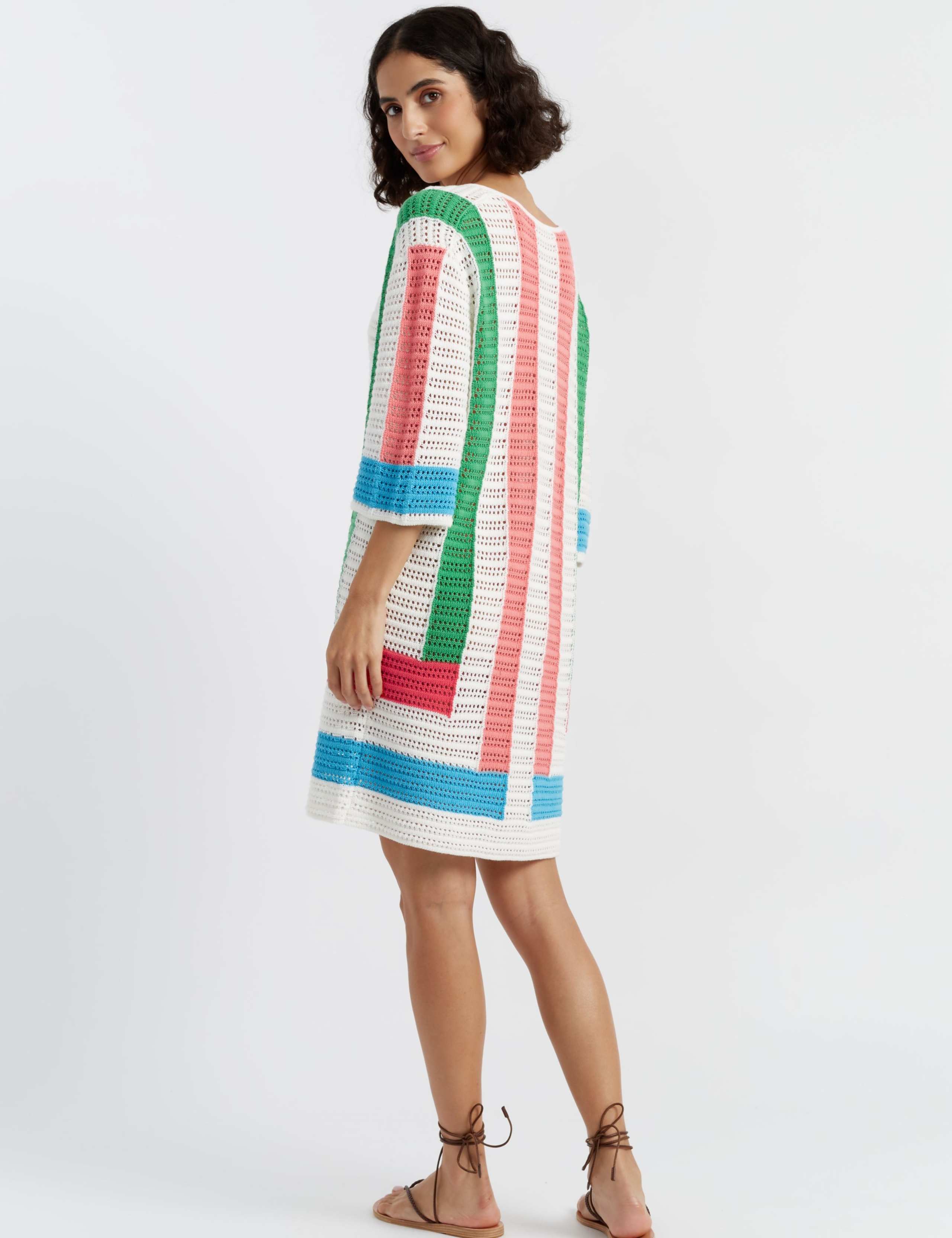 Pure Cotton Striped V-Neck Mini Kaftan Dress 3 of 3
