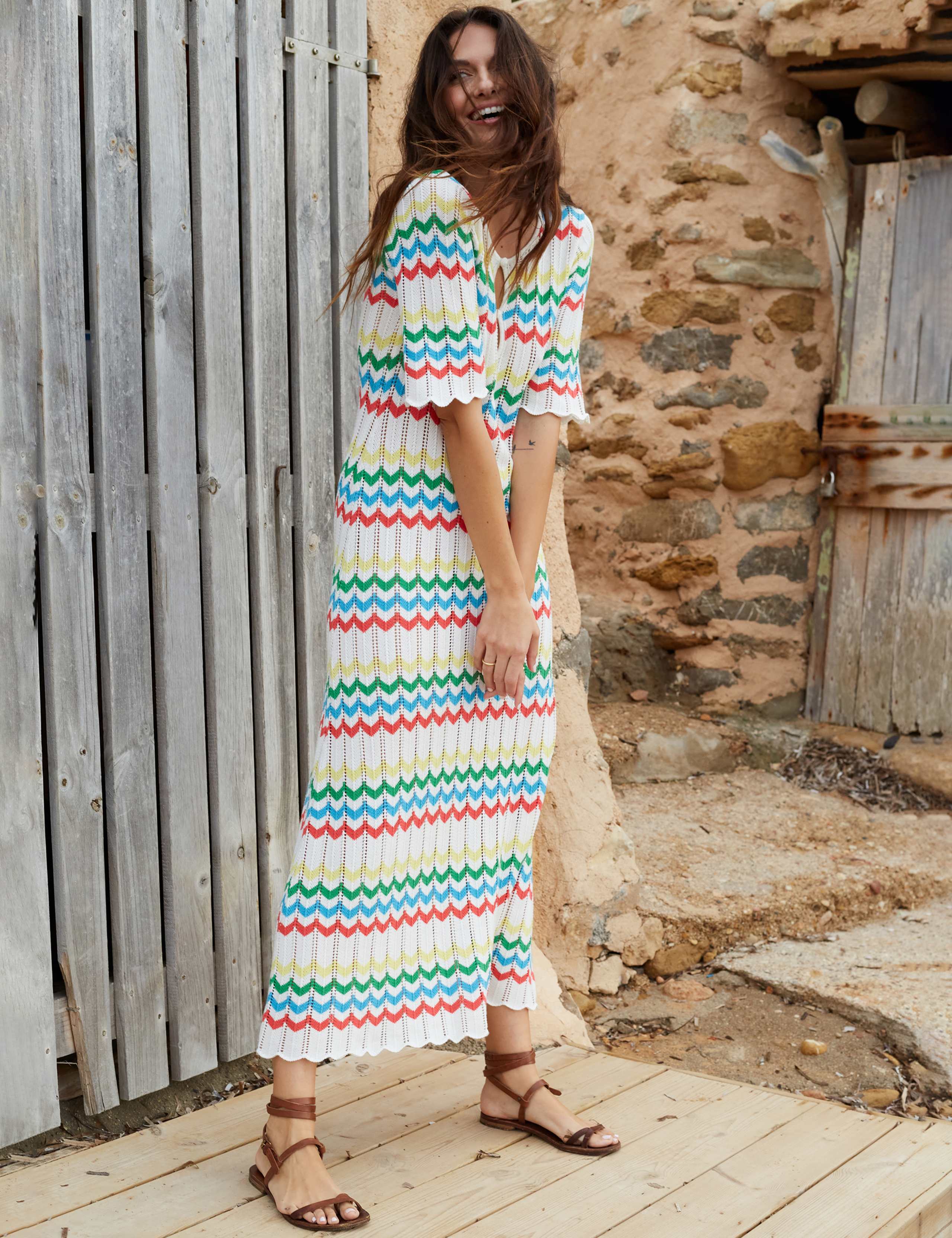 Pure Cotton Knitted Striped Maxi Dress 6 of 8