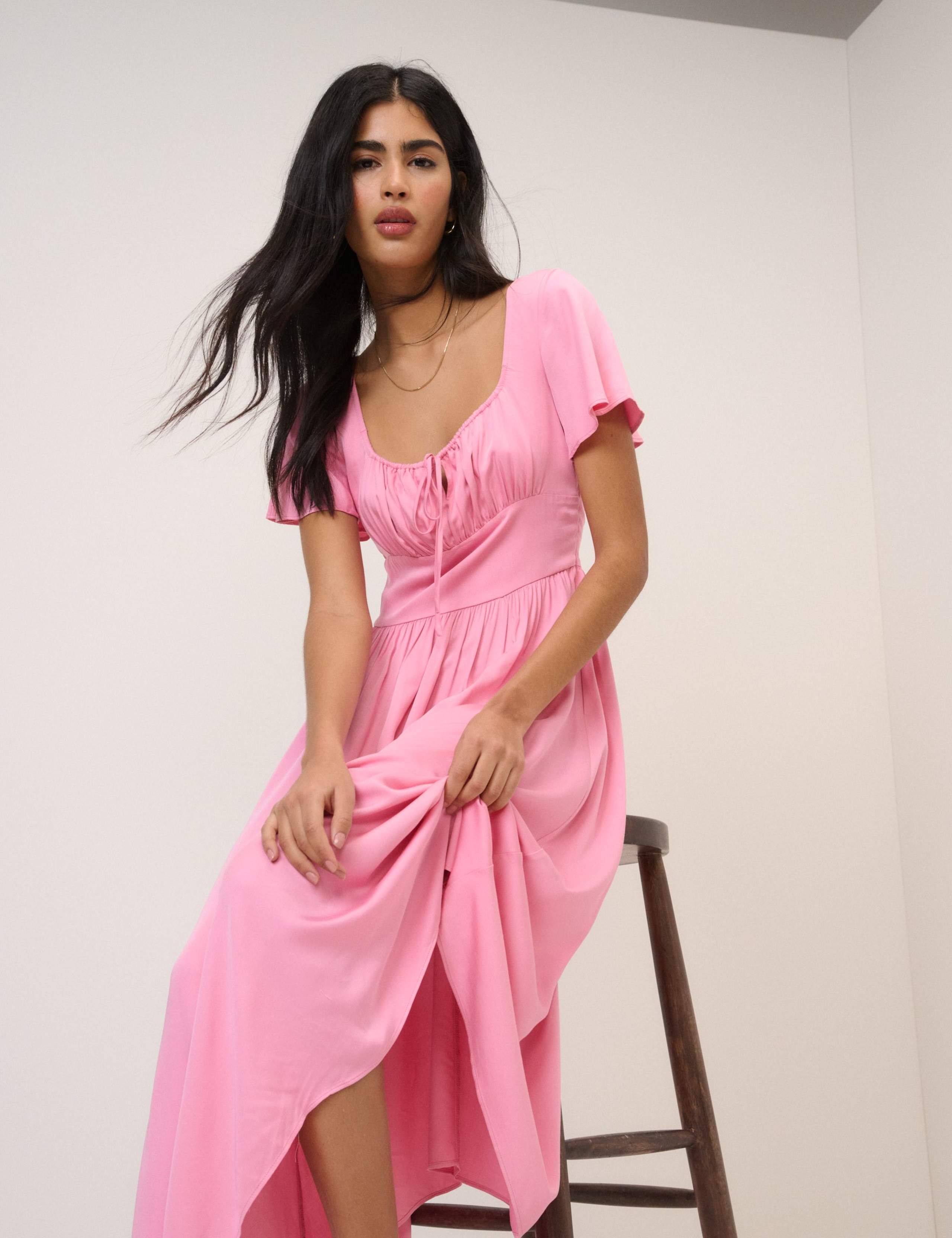 Square Neck Tie Front Midi Skater Dress 3 of 5