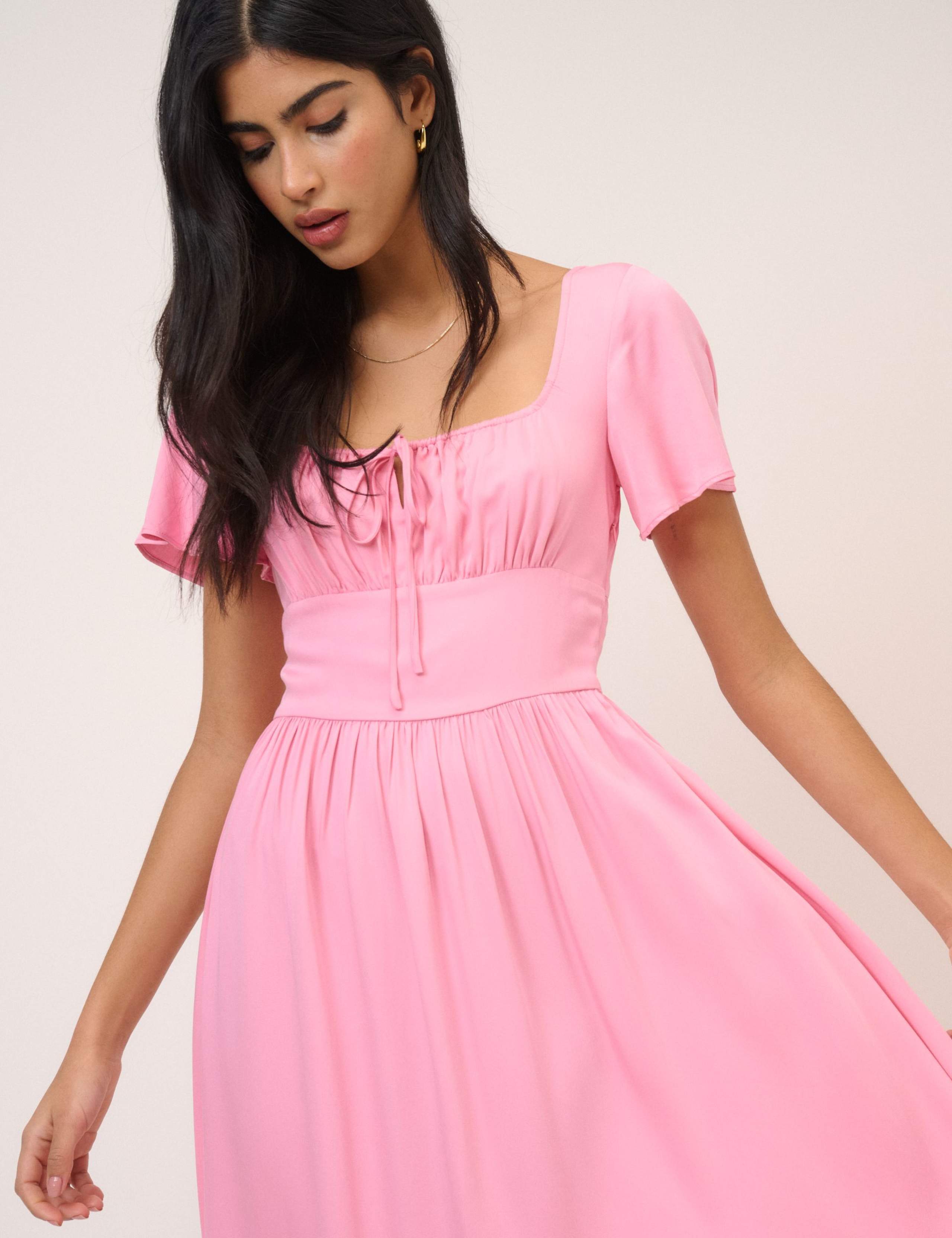 Square Neck Tie Front Midi Skater Dress 5 of 5