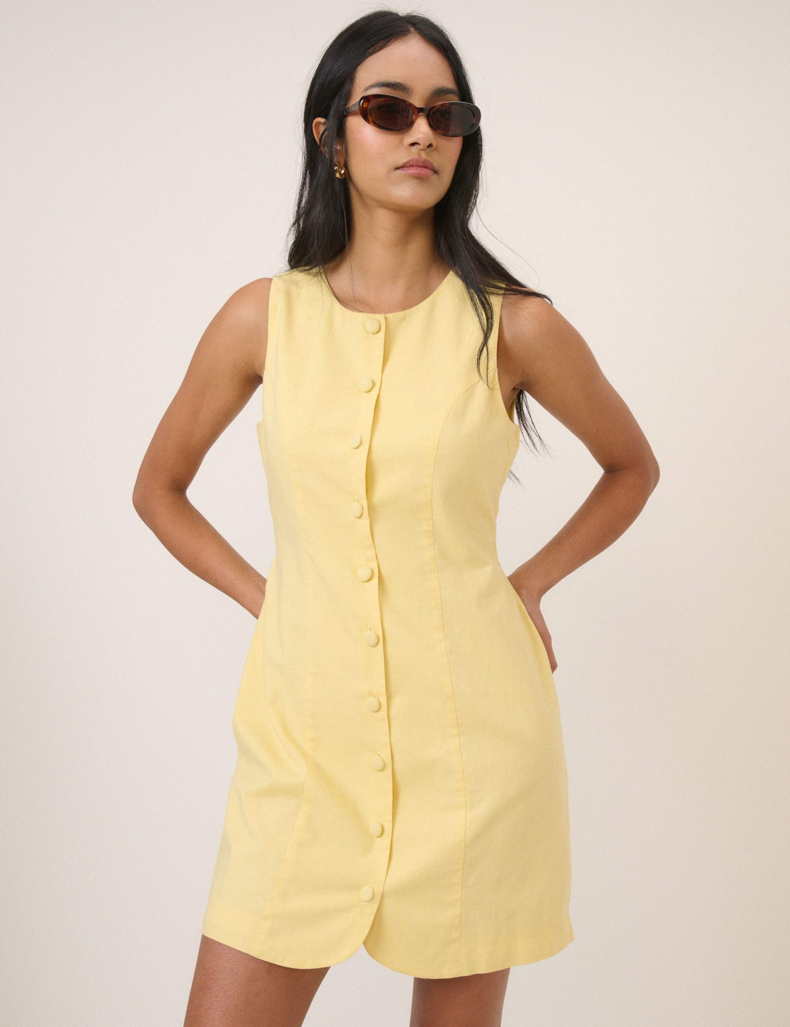 Linen Rich Button Front Mini Tailored Dress 5 of 5