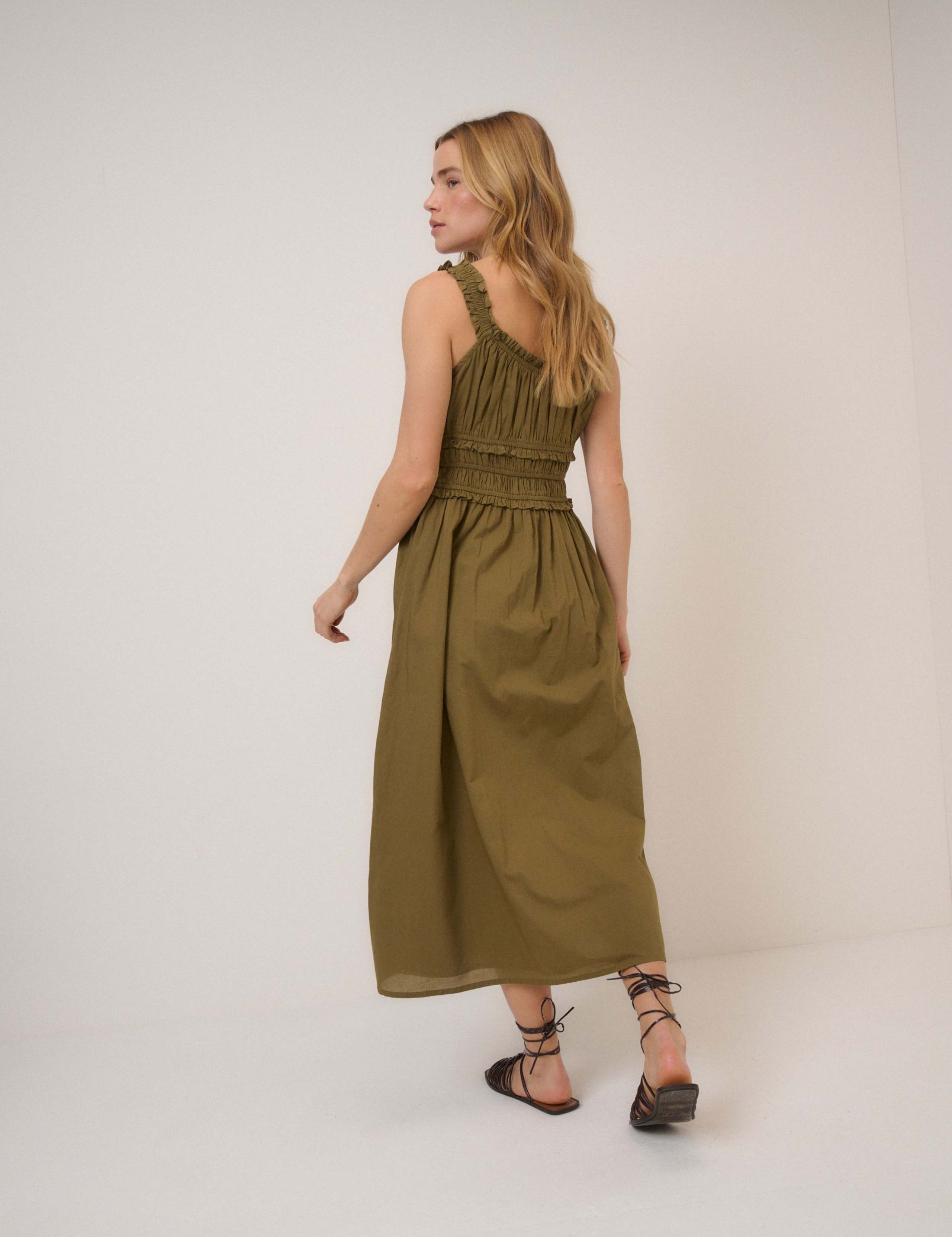 Pure Cotton Midi Waisted Dress 5 of 5