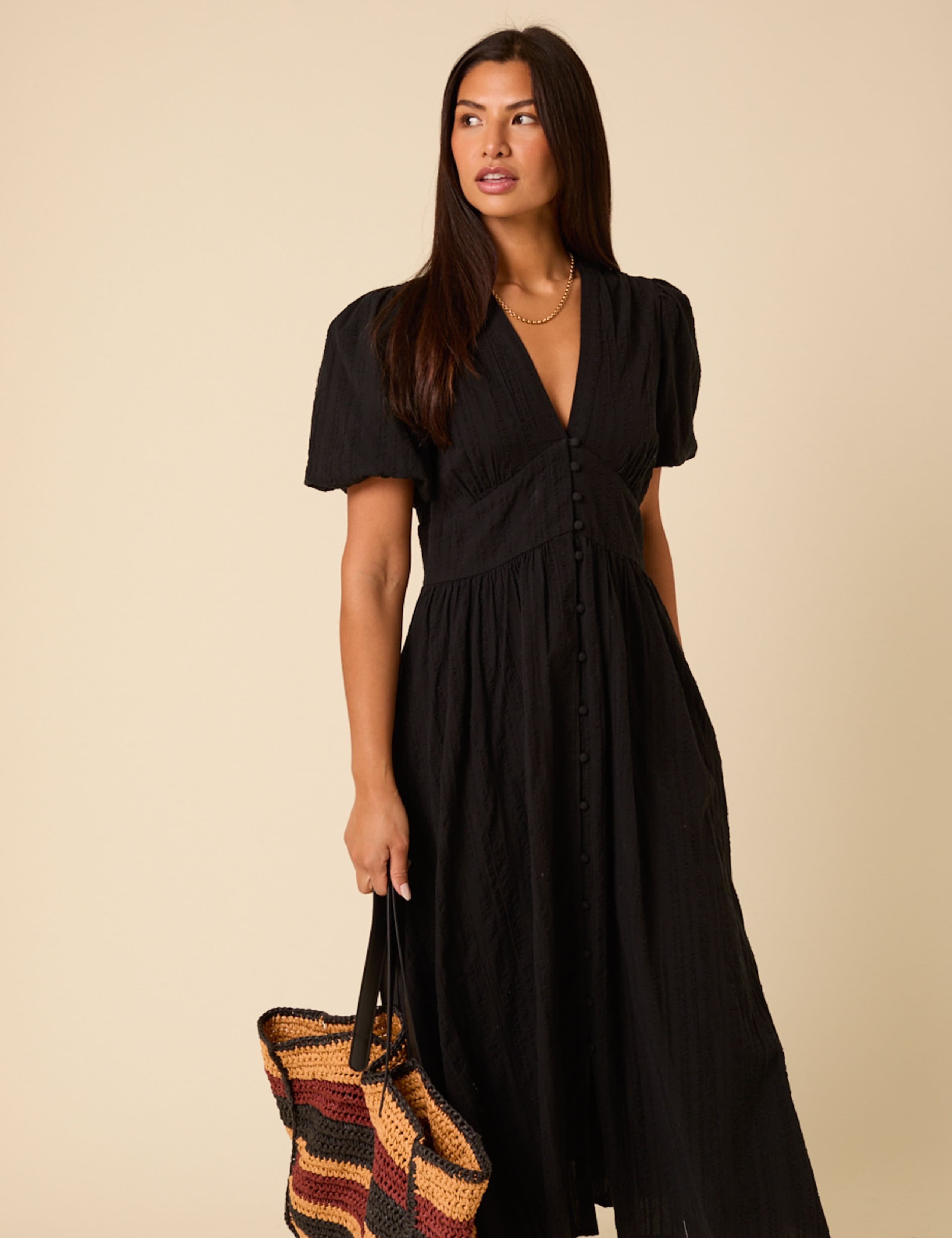 Pure Cotton Polka Dot V-Neck Waisted Dress 2 of 5