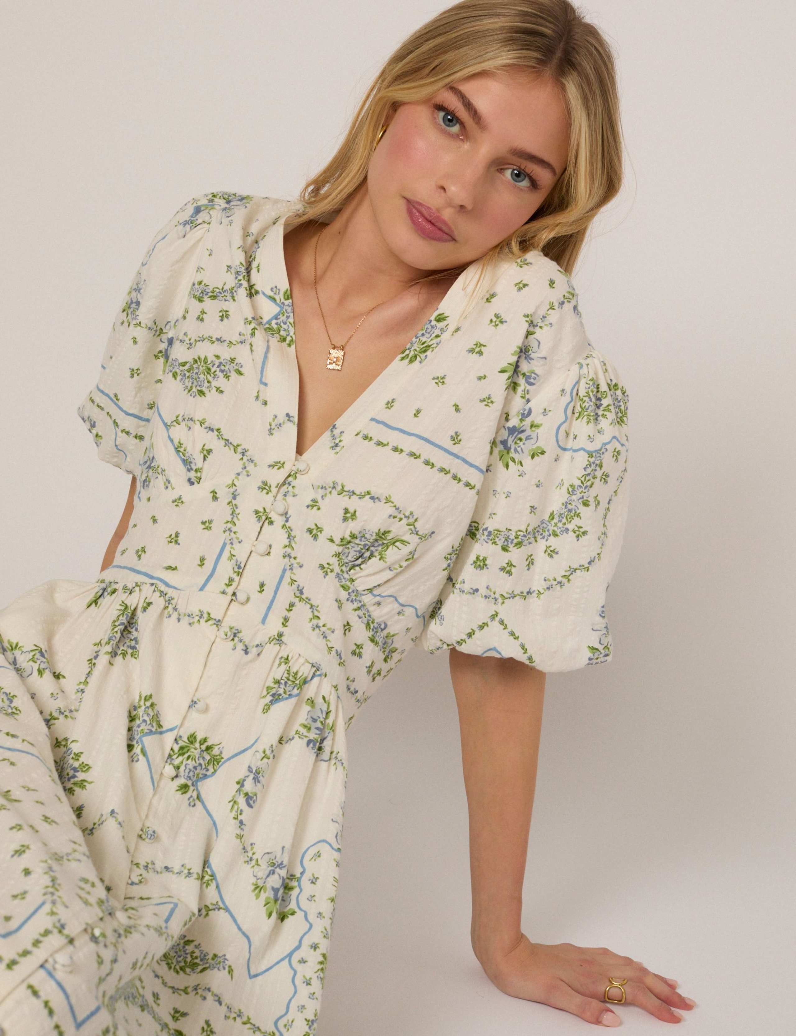 Pure Cotton Polka Dot V-Neck Waisted Dress 4 of 5