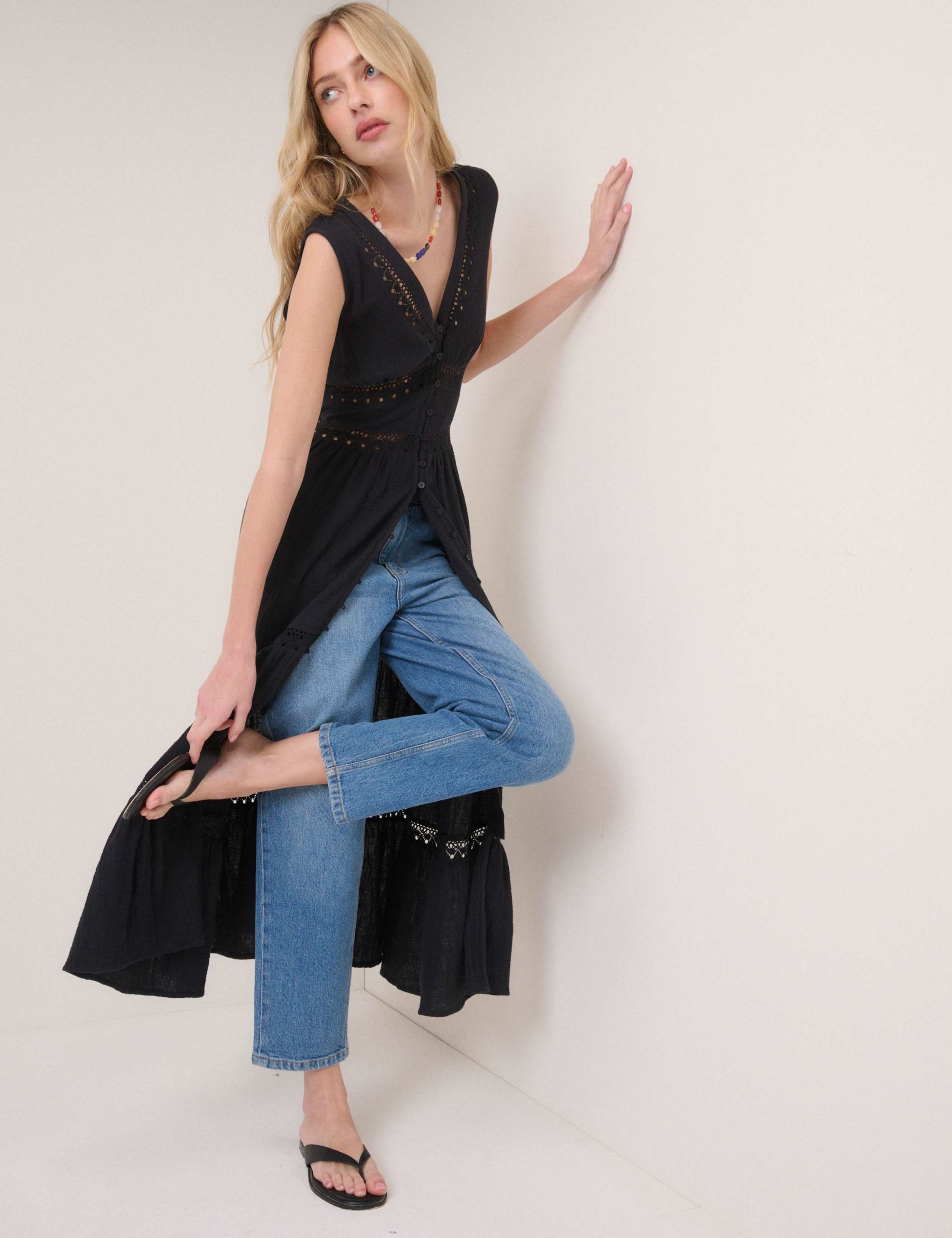 Pure Cotton Textured MidiTiered Dress 2 of 5