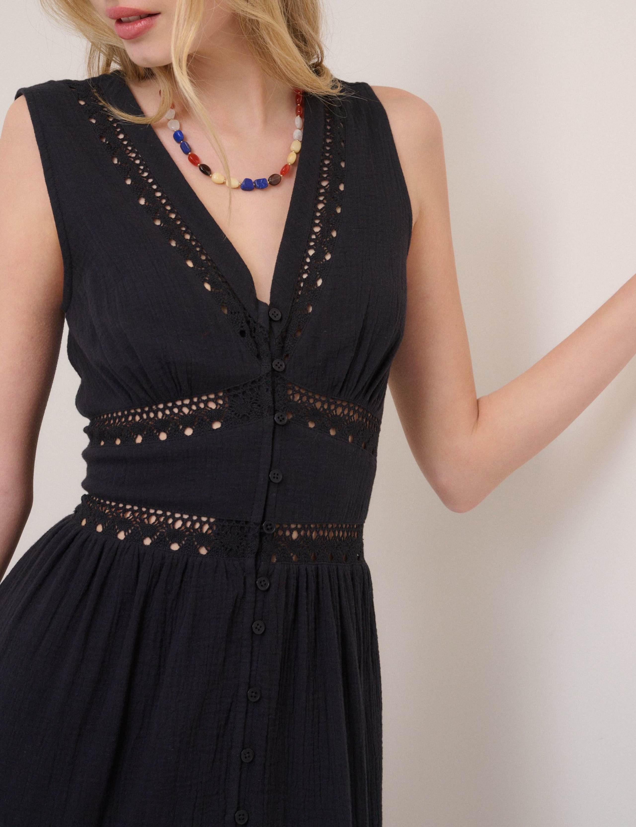 Pure Cotton Textured Midi Tiered Dress 4 of 5