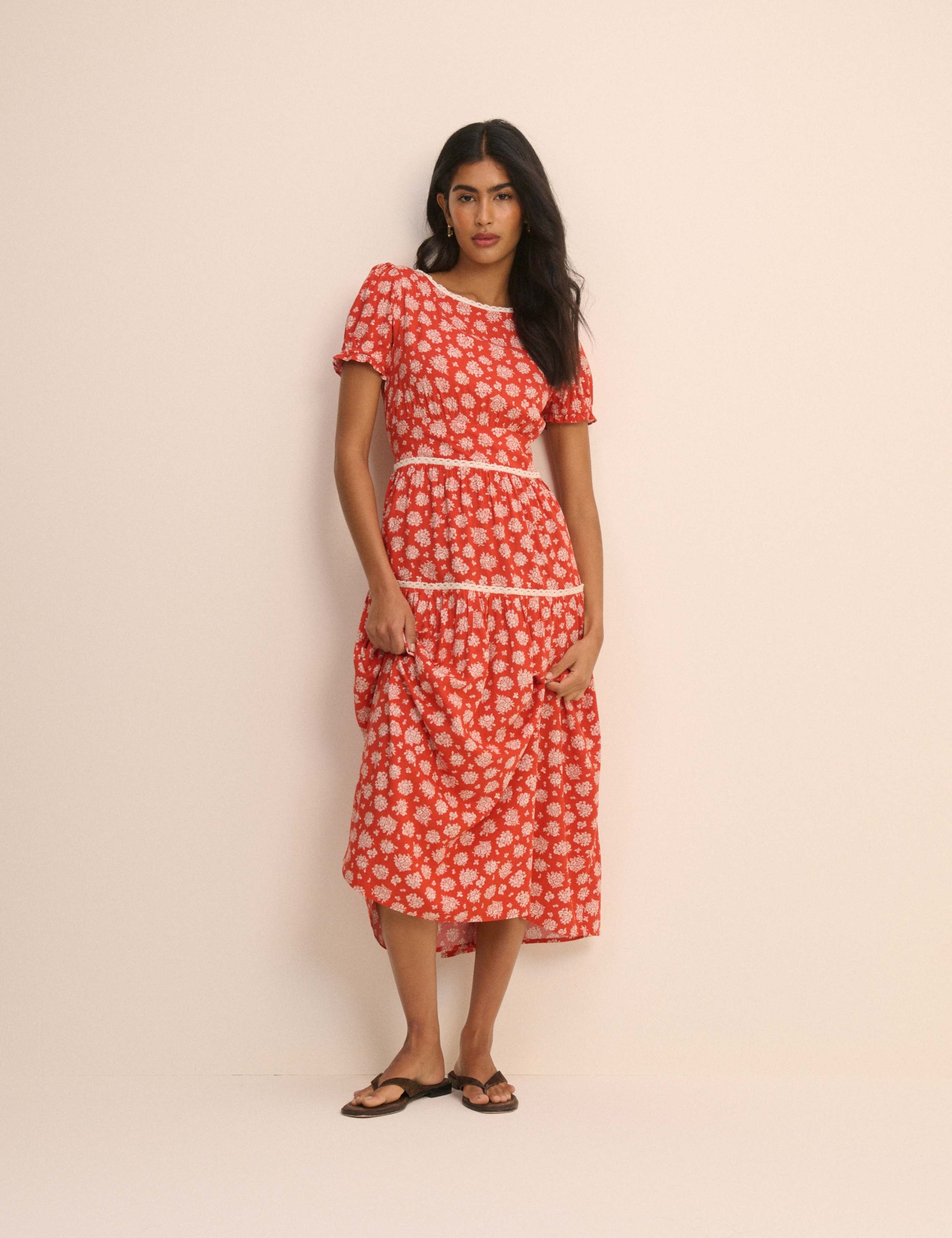 Floral Crew Neck Midi Tea Dress 1 of 5