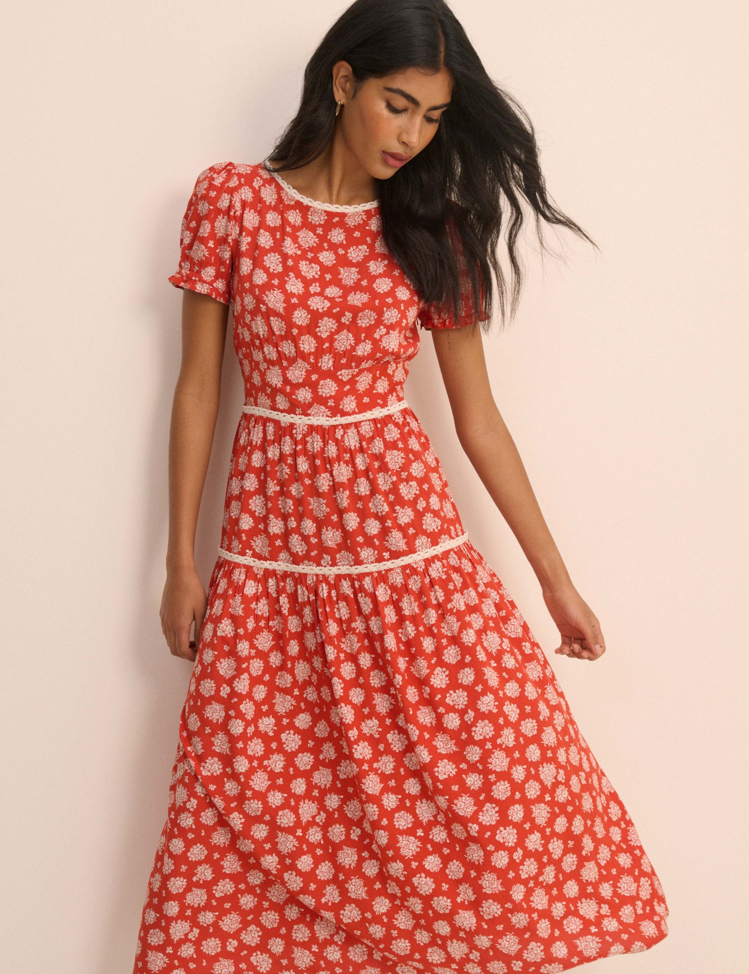 Floral Crew Neck Midi Tea Dress 2 of 5