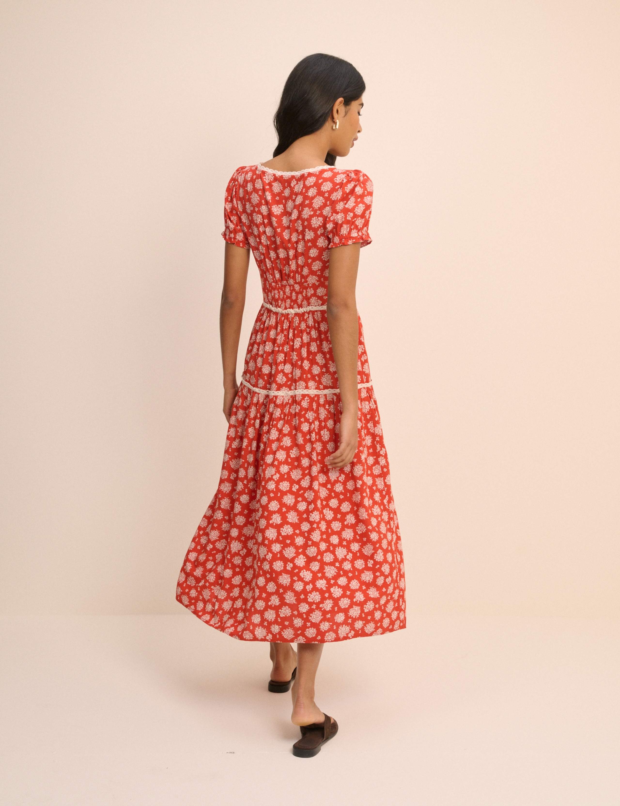 Floral Crew Neck Midi Tea Dress 4 of 5