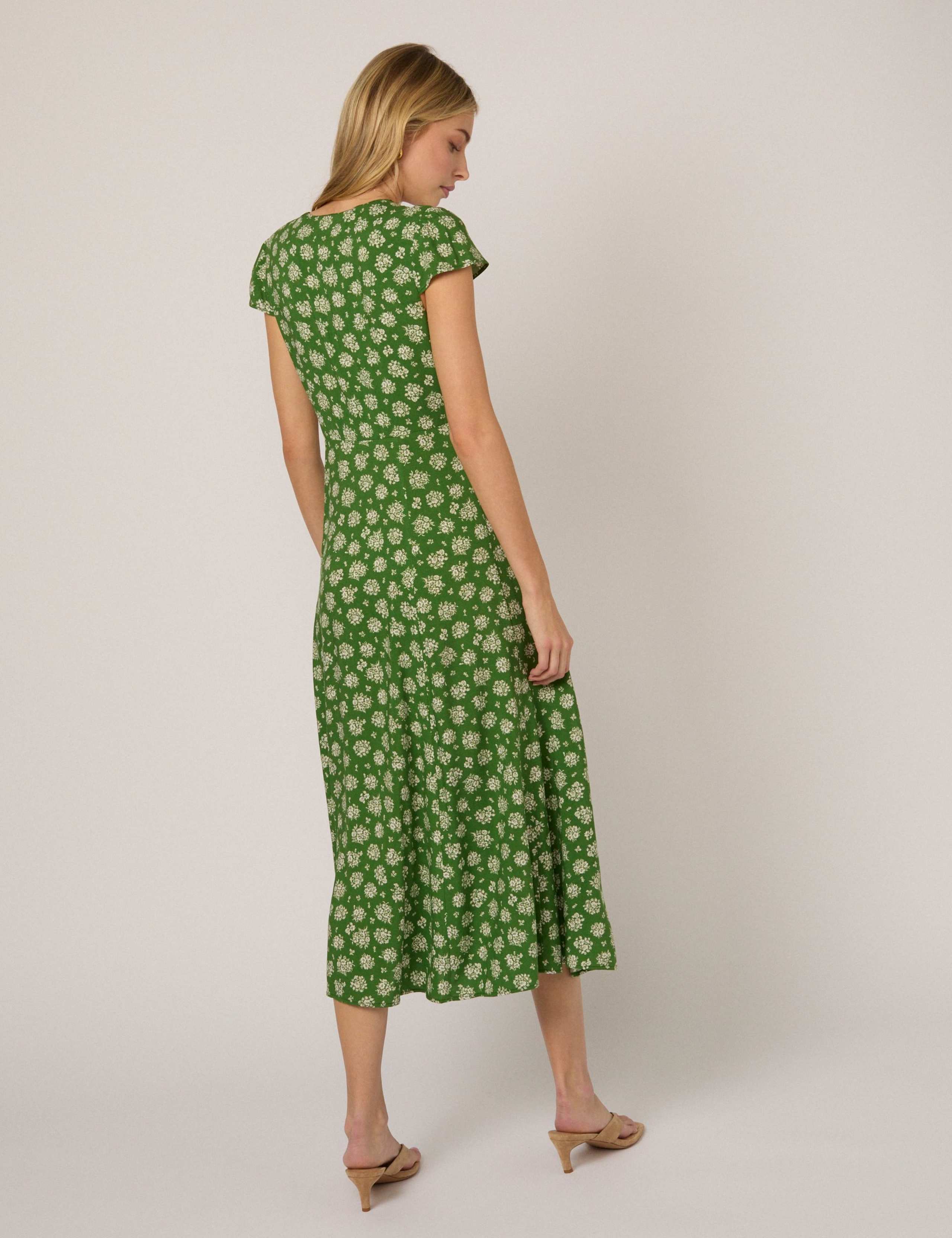 Floral V-Neck Midi Tea Dress 2 of 5