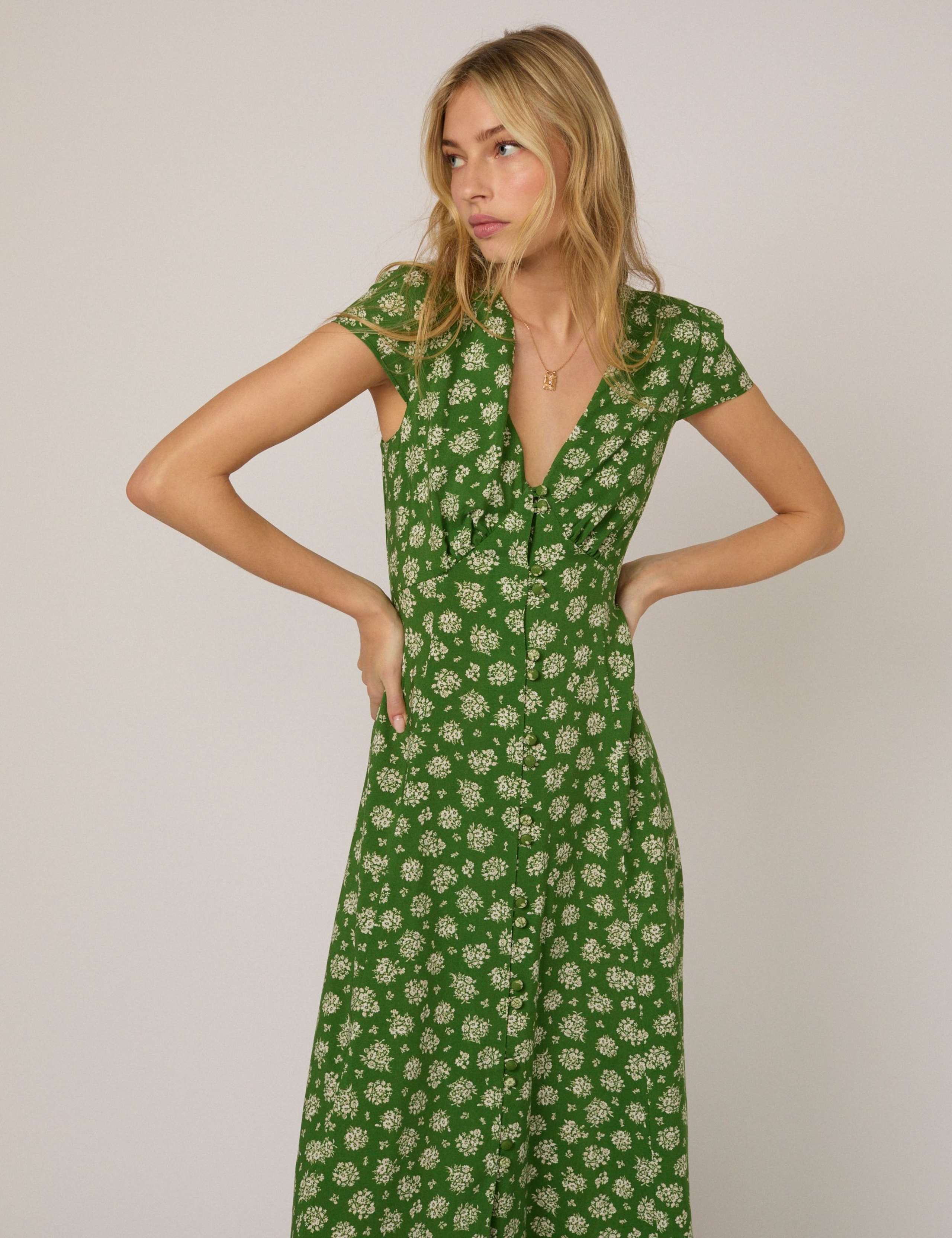 Floral V-Neck Midi Tea Dress 5 of 5