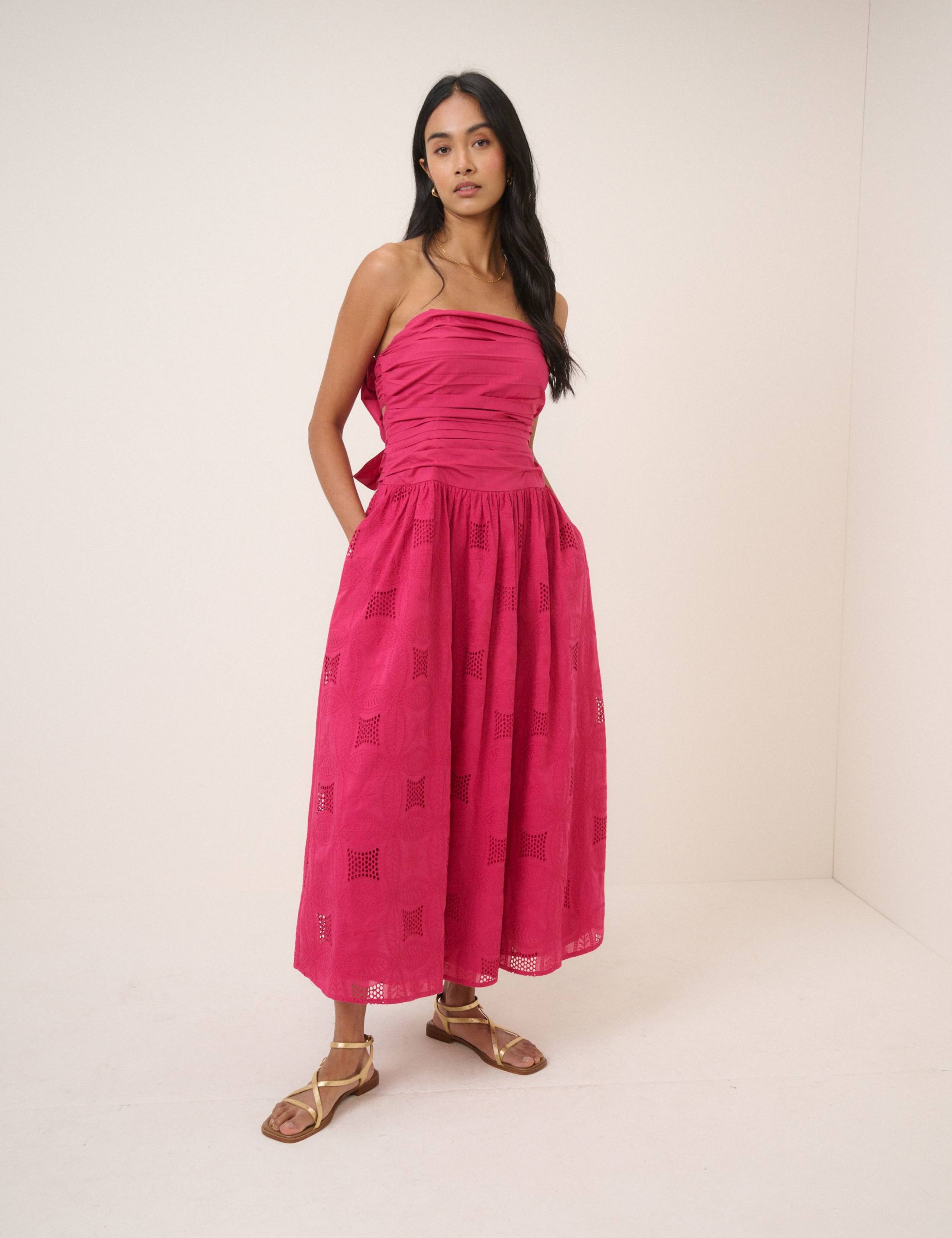 Pure Cotton Broderie Bandeau Midi Dress 1 of 5