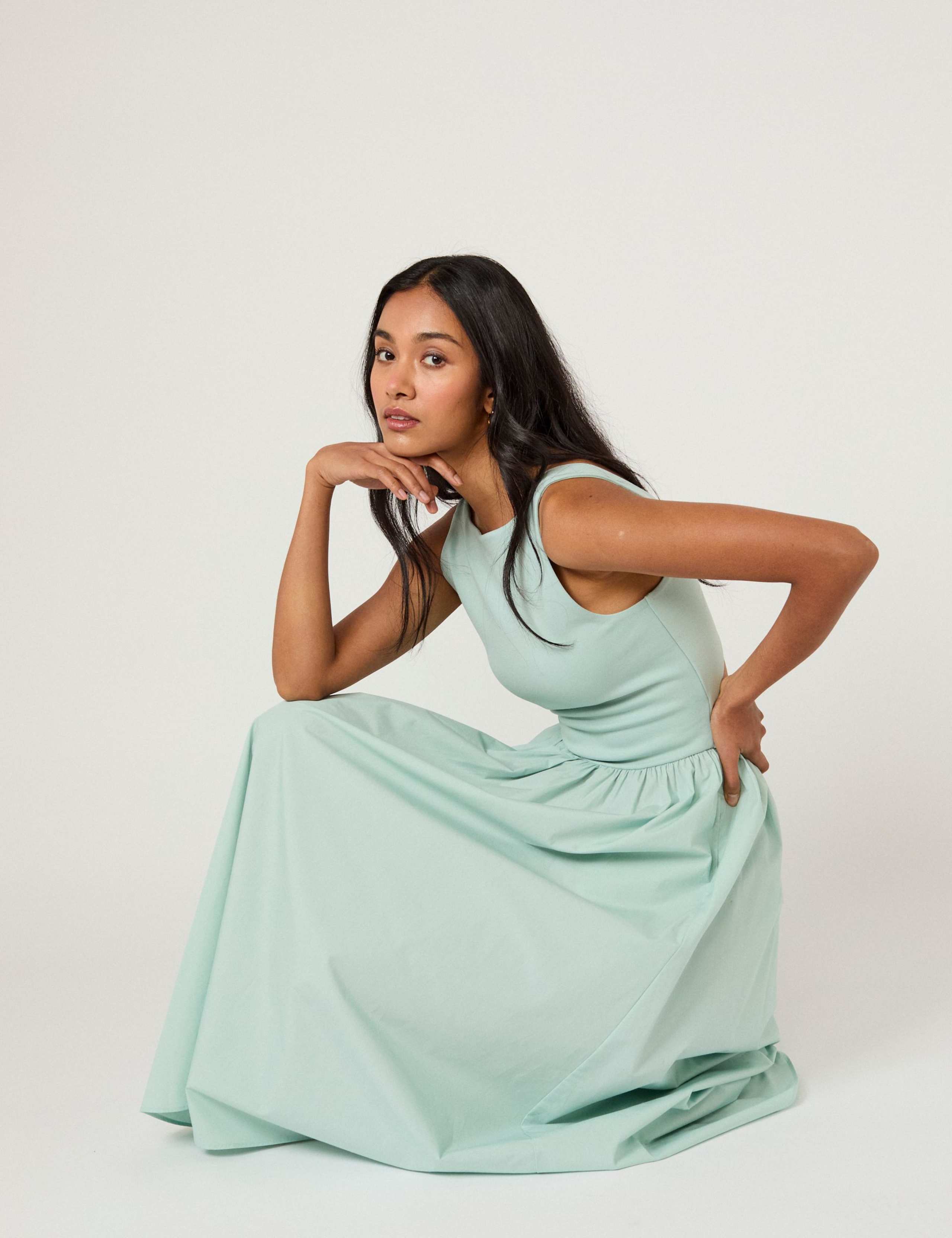 Slash Neck Midi Skater Dress 2 of 5