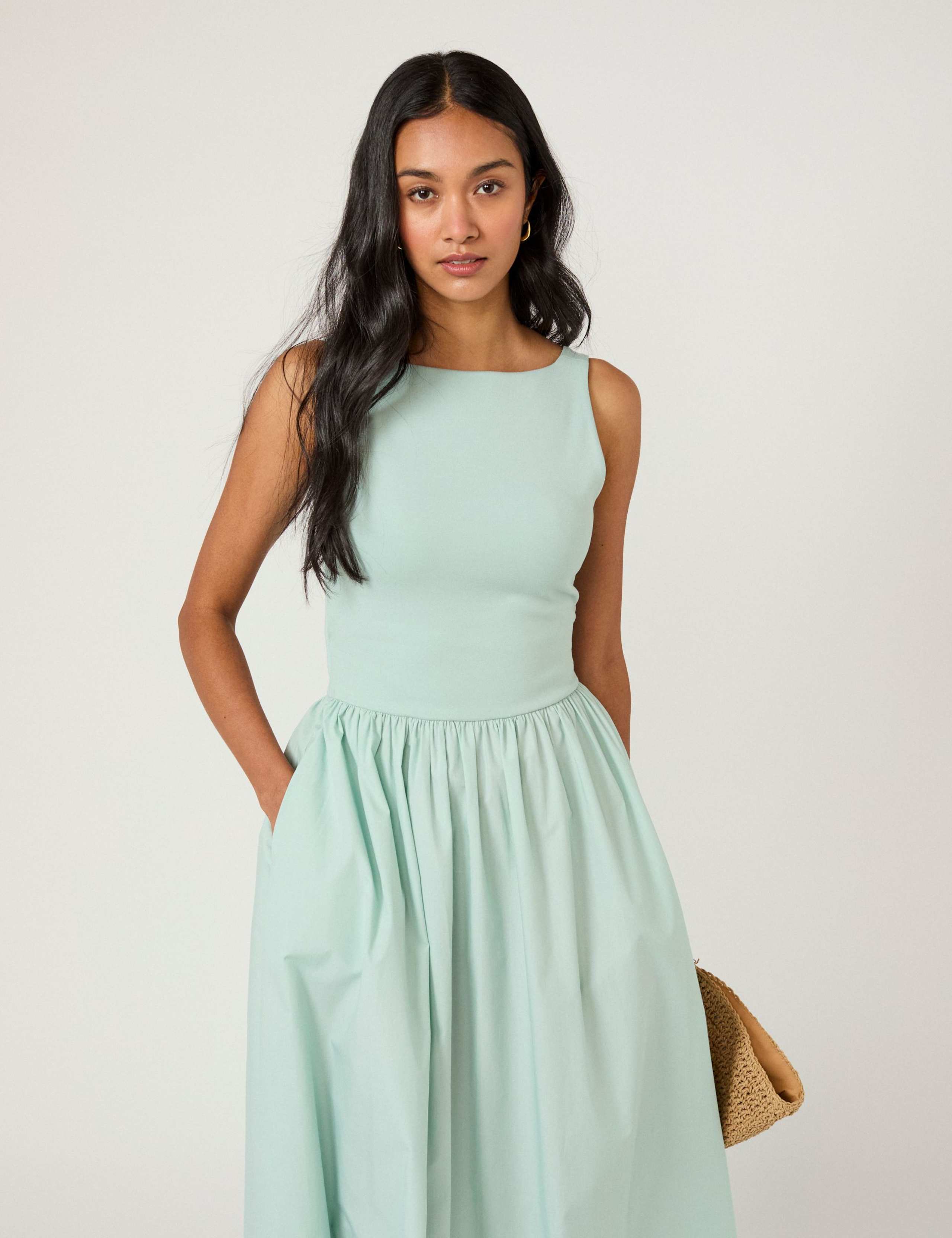 Slash Neck Midi Skater Dress 3 of 5