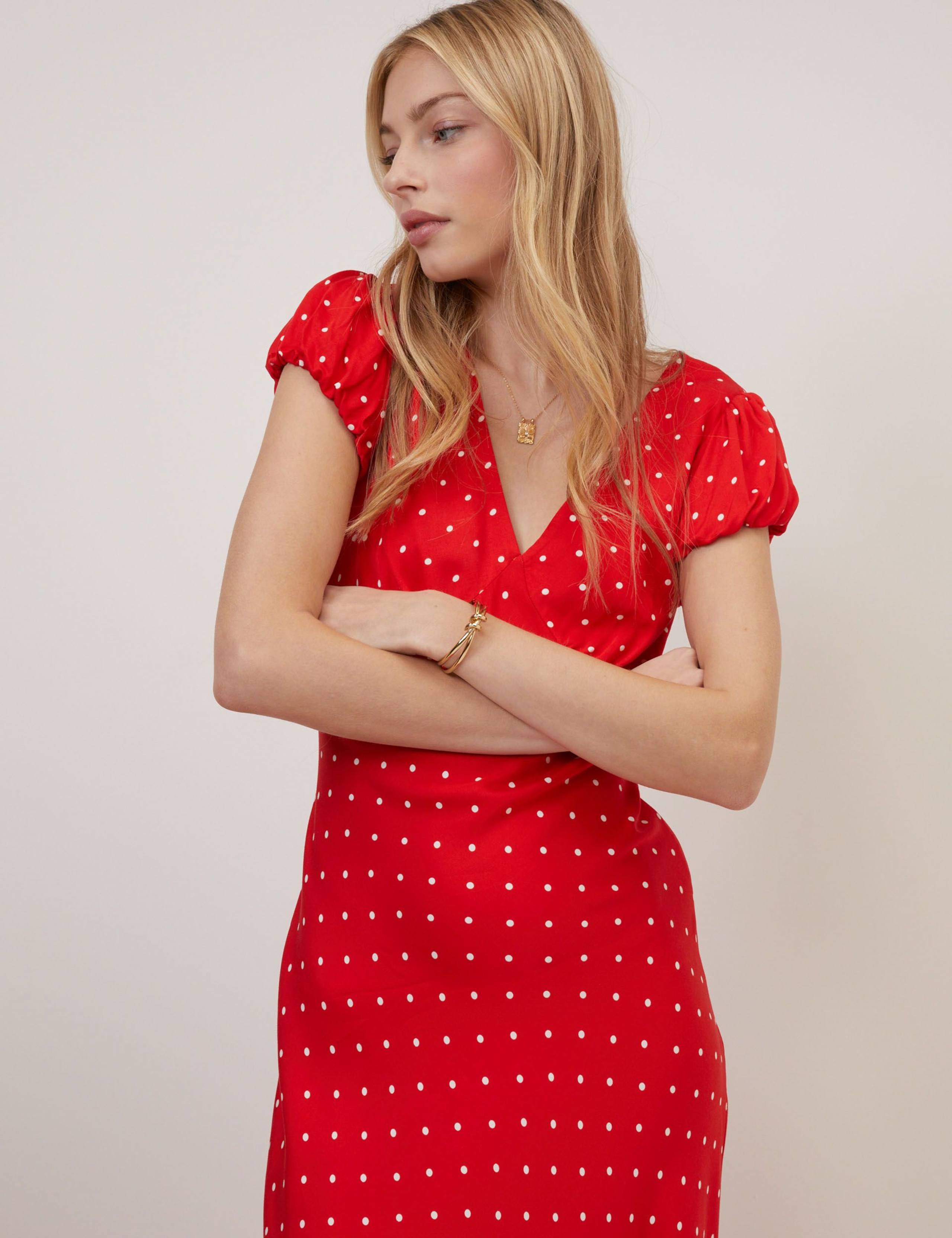 Polka Dot V-Neck Midi Tea Dress 2 of 5