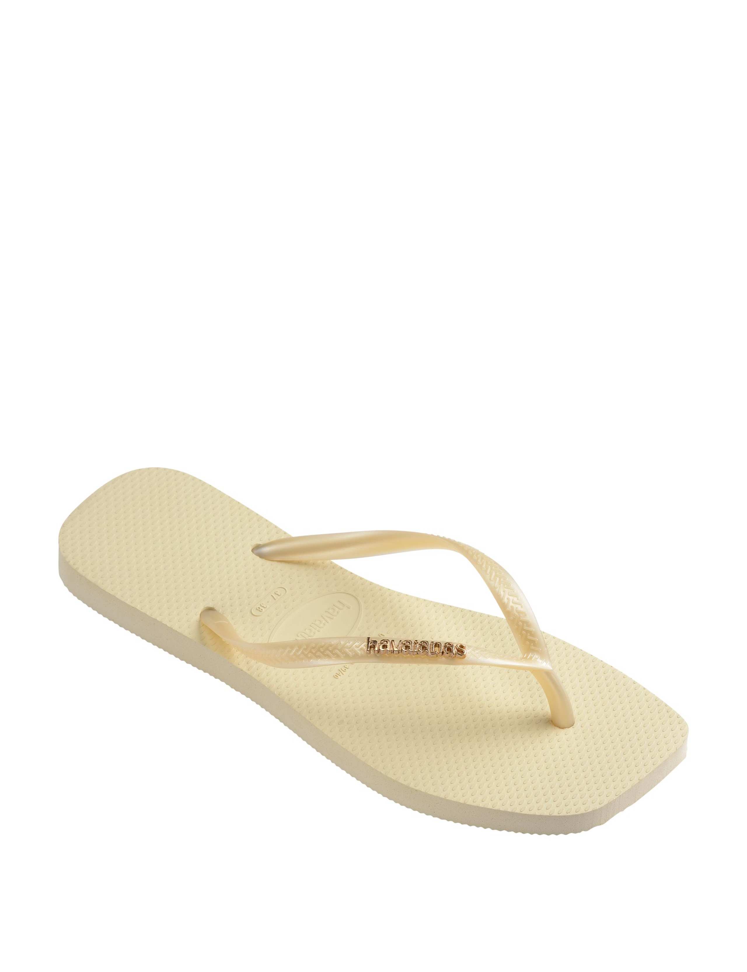 Metallic Logo Flat Square Toe Flip Flops 3 of 5