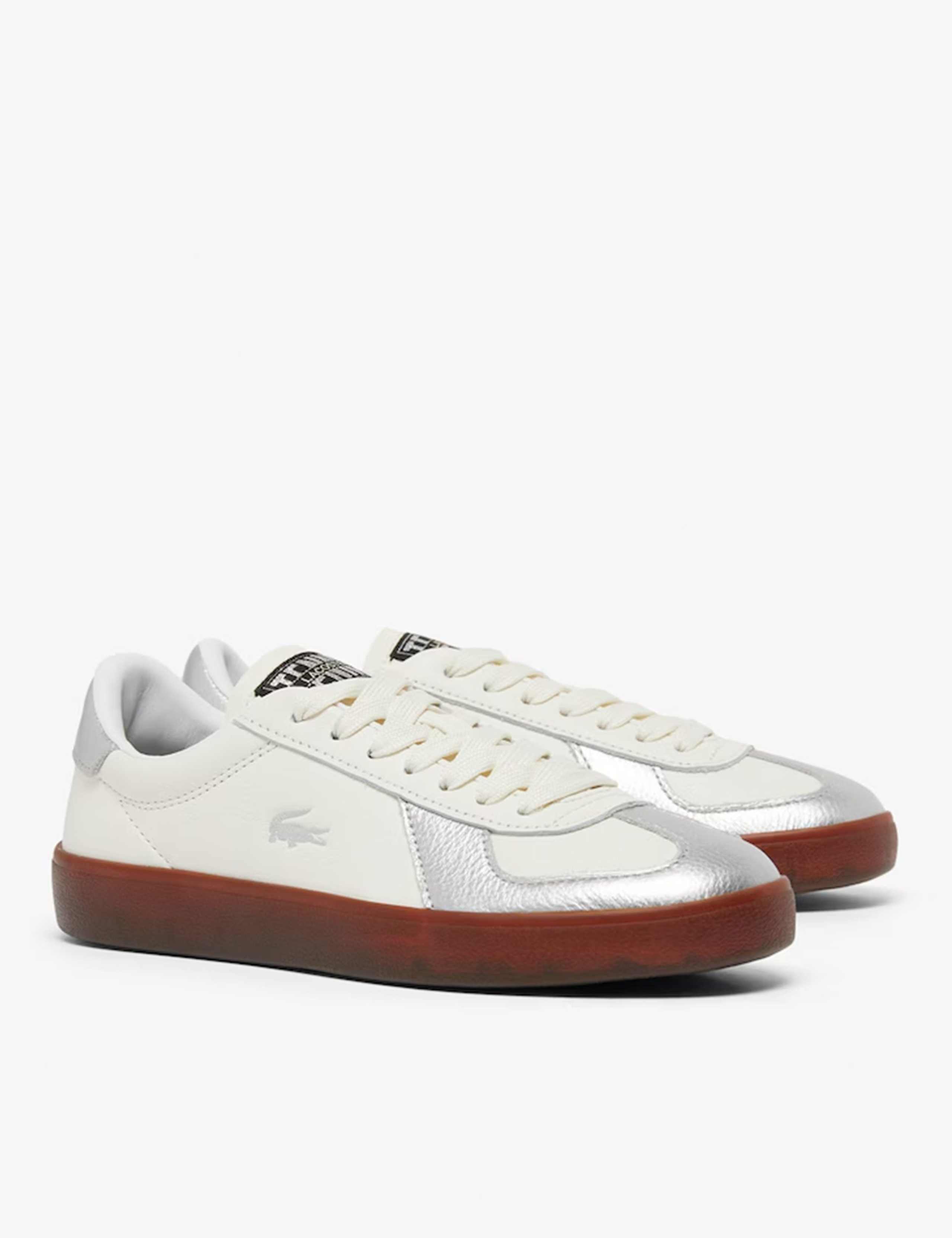 Leather Lace Up Metallic Cup Sole Trainers 2 of 6