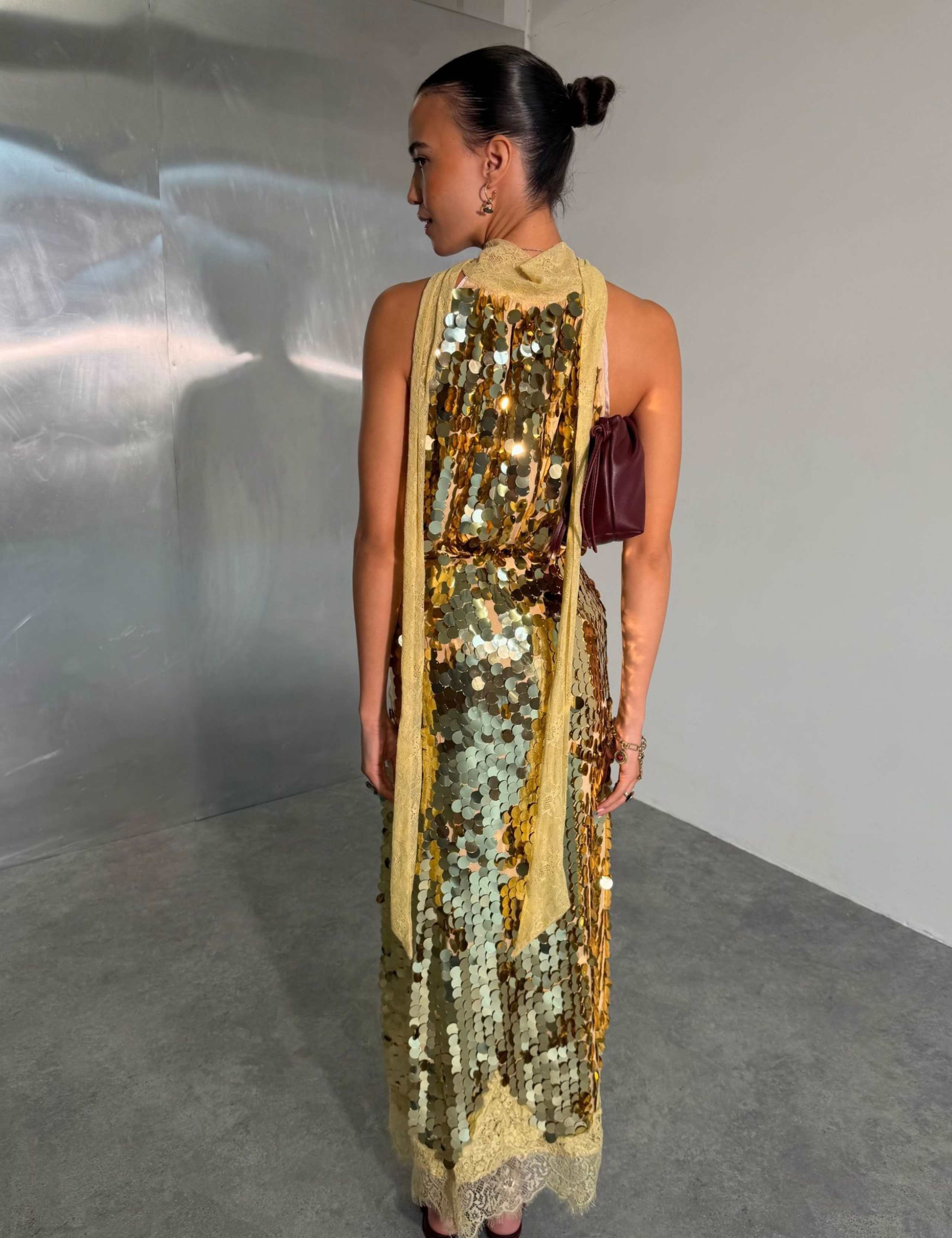 Sequin Tie Neck Fitted Vest Top 2 of 4