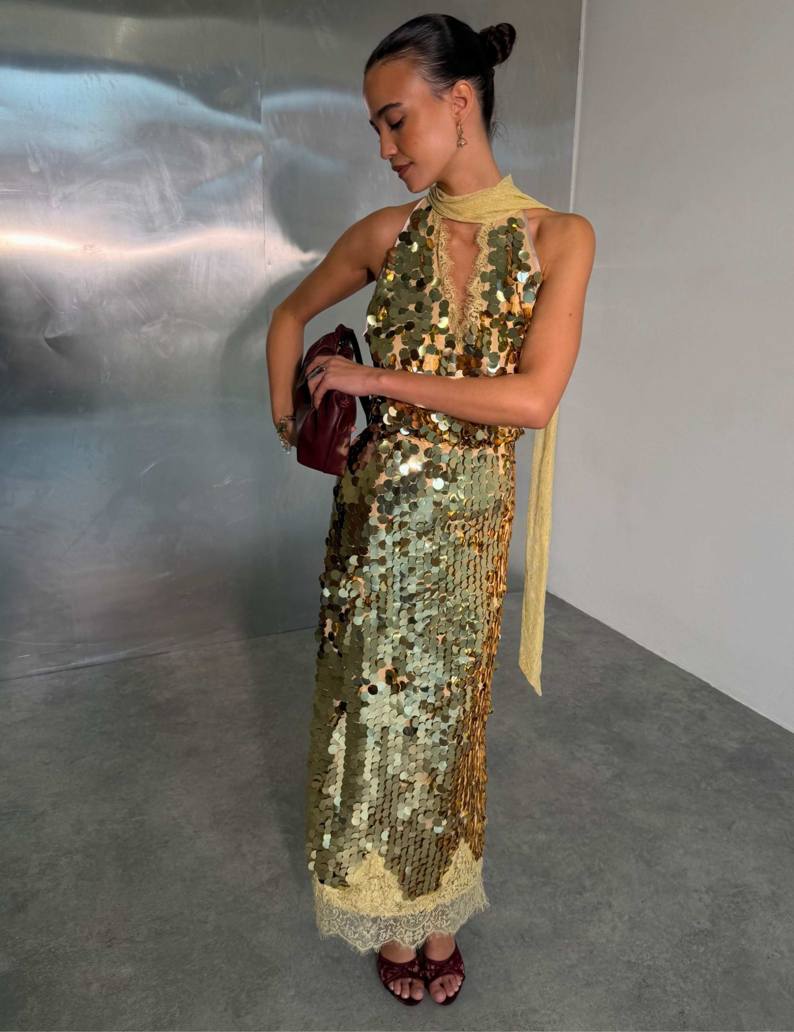 Sequin Tie Neck Fitted Vest Top 4 of 4