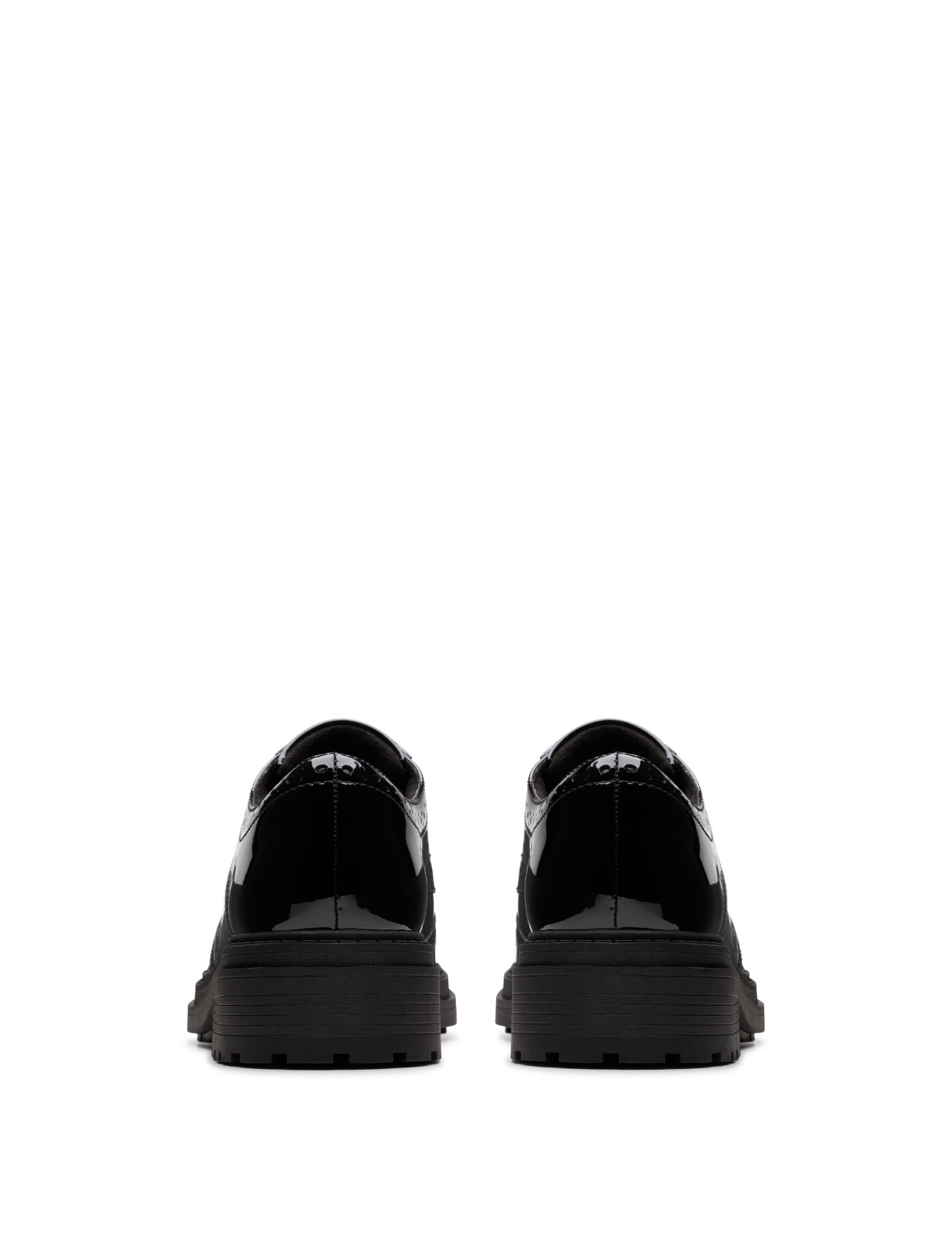 Wide Fit Leather Patent Block Heel Brogues 5 of 6