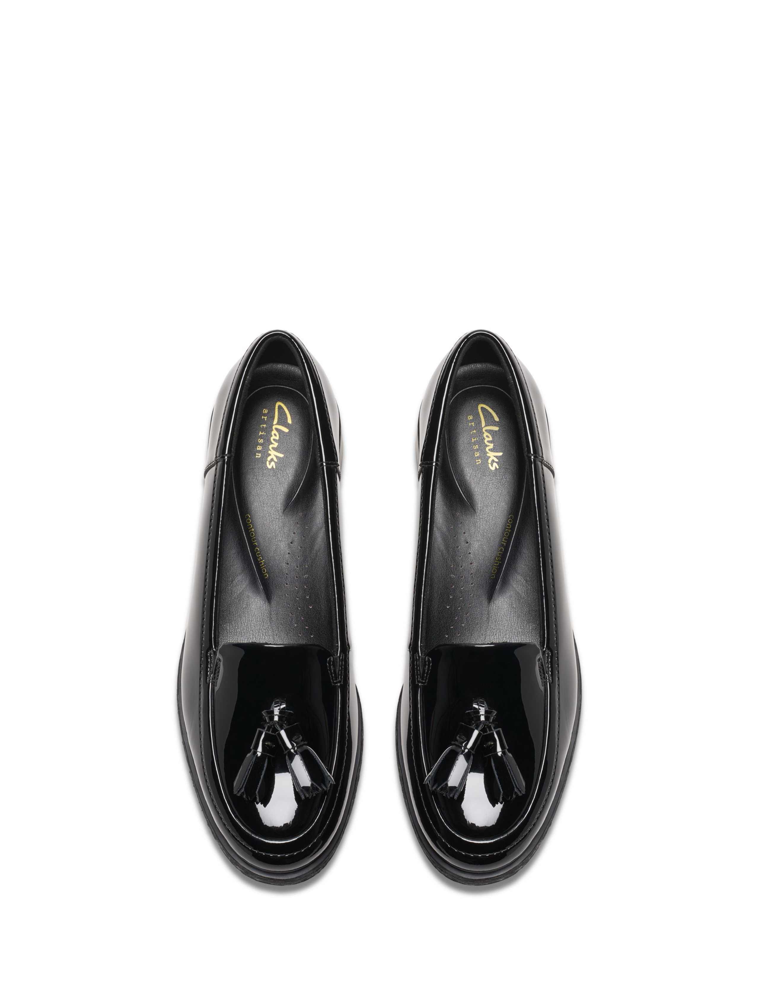Wide Fit Leather Patent Block Heel Loafers 4 of 8