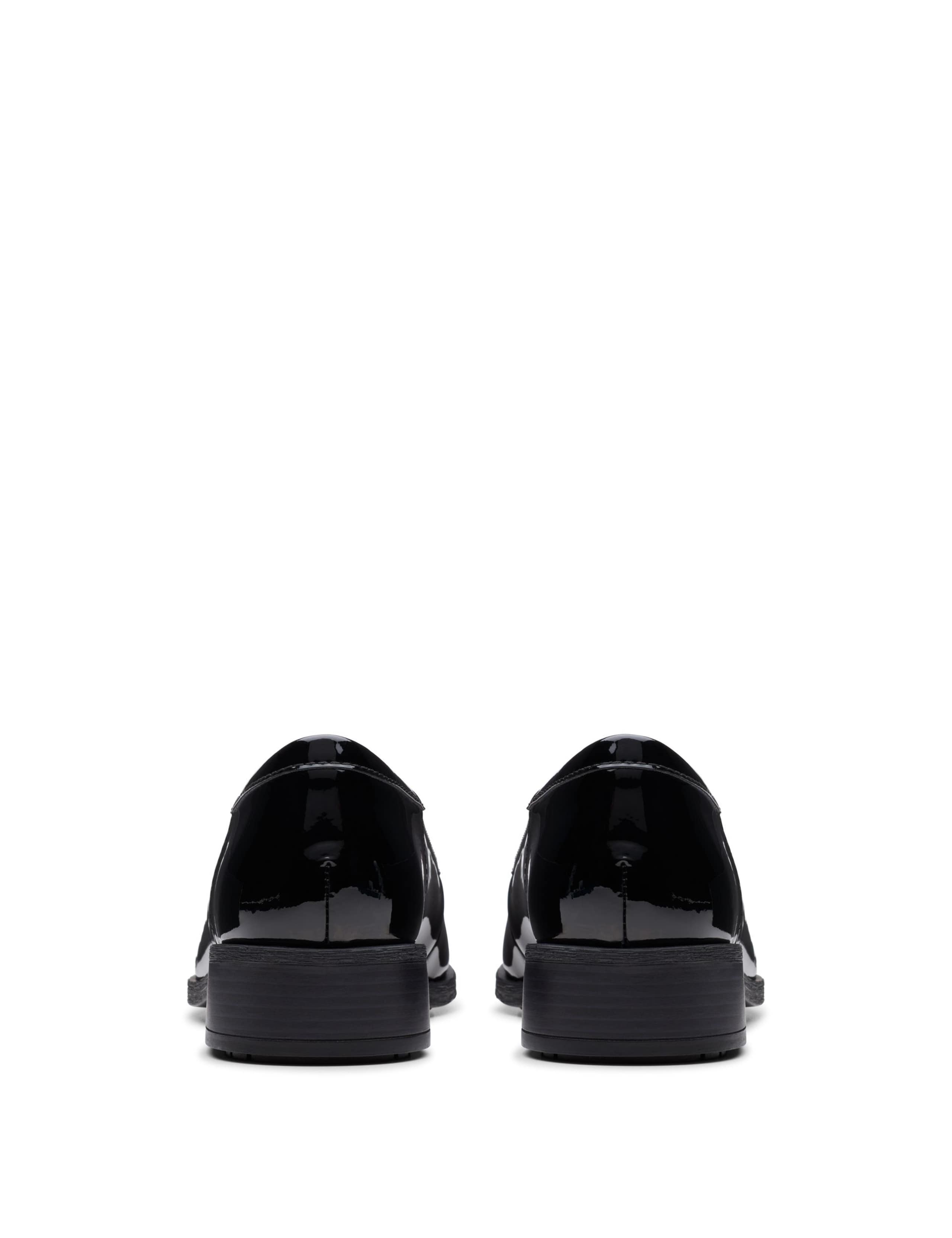 Wide Fit Leather Patent Block Heel Loafers 5 of 8