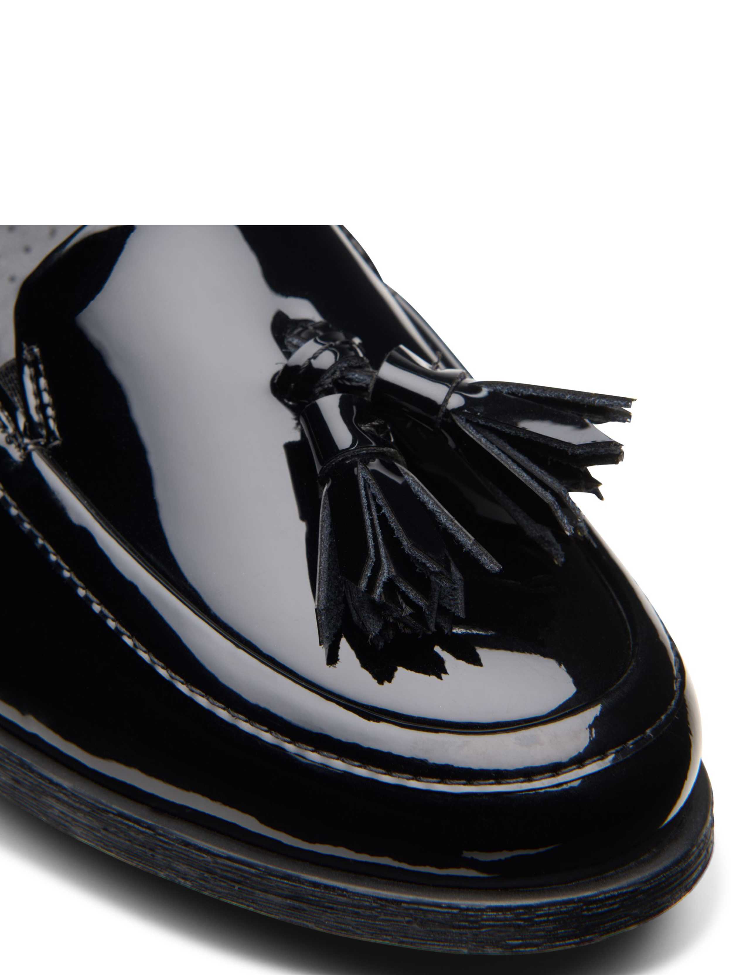 Wide Fit Leather Patent Block Heel Loafers 8 of 8