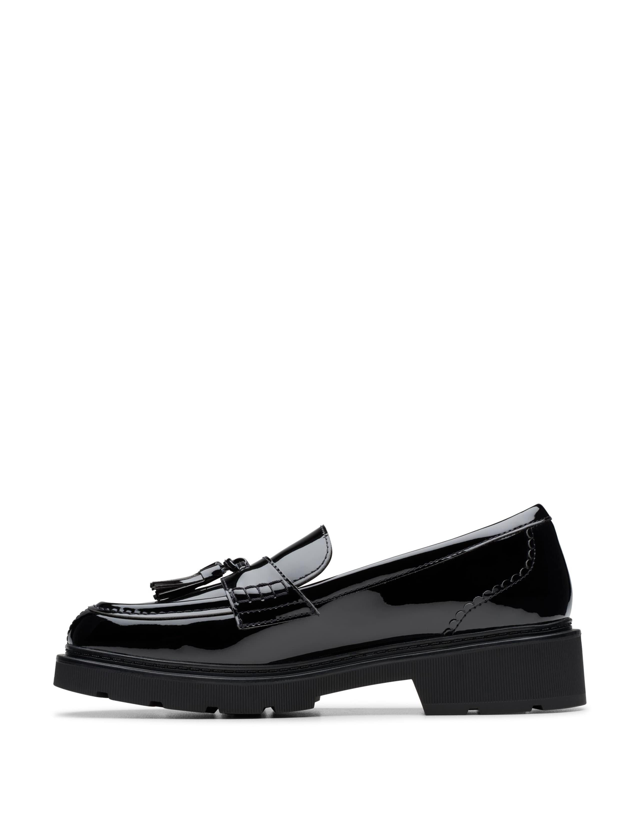Leather Patent Tassel Block Heel Loafers 3 of 6