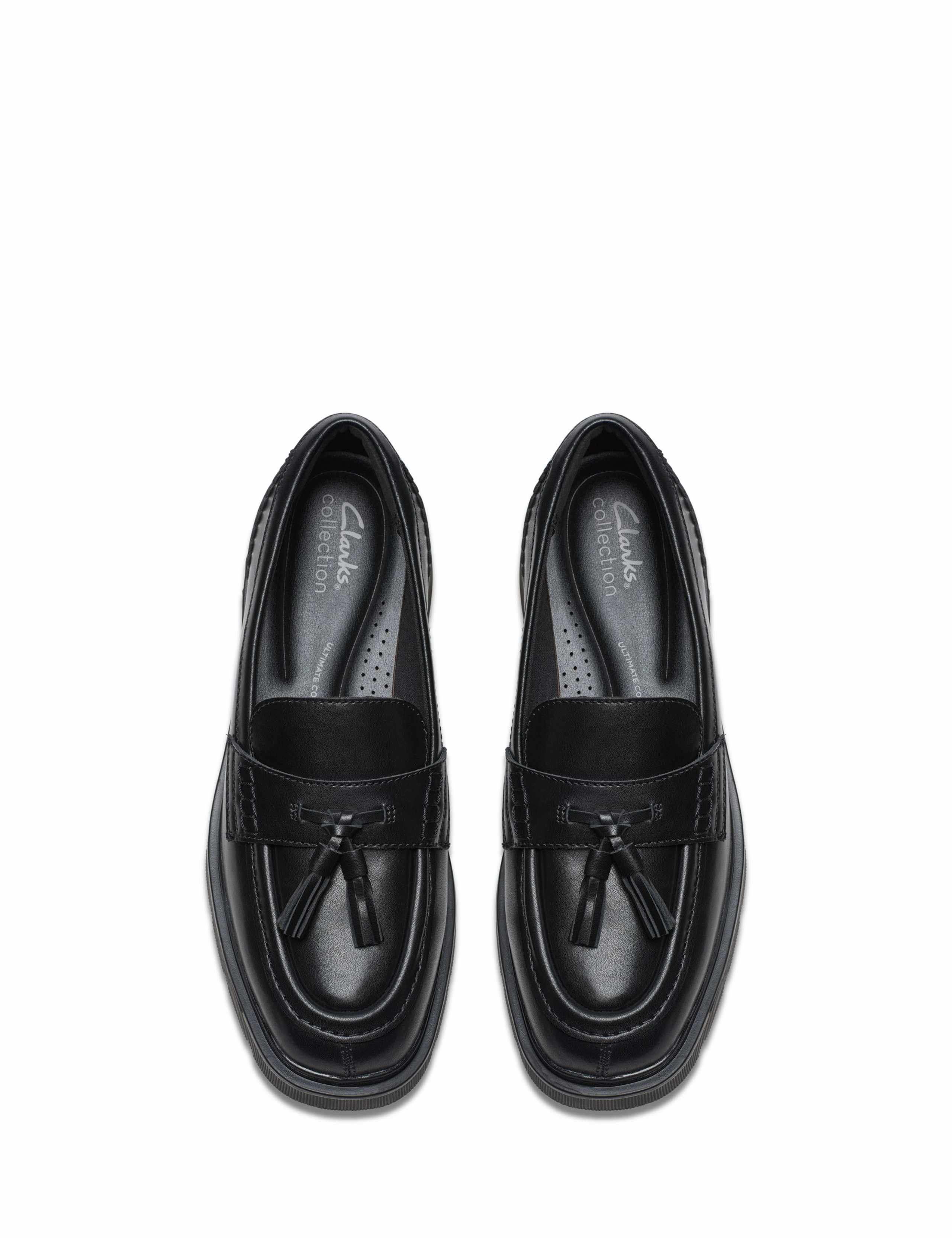 Leather Tassel Block Heel Loafers 4 of 6