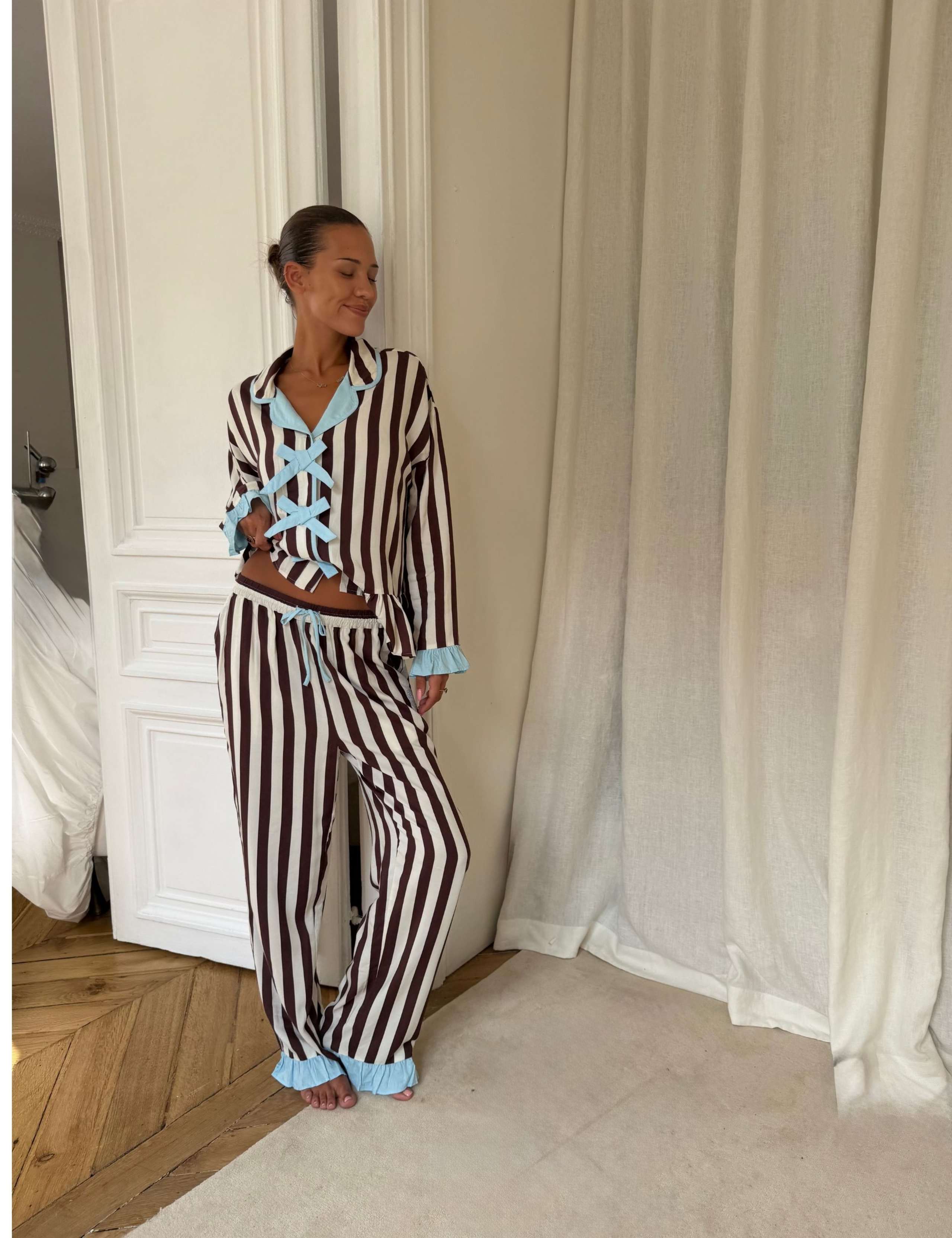 Striped Button Through Pyjama Set 1 of 4