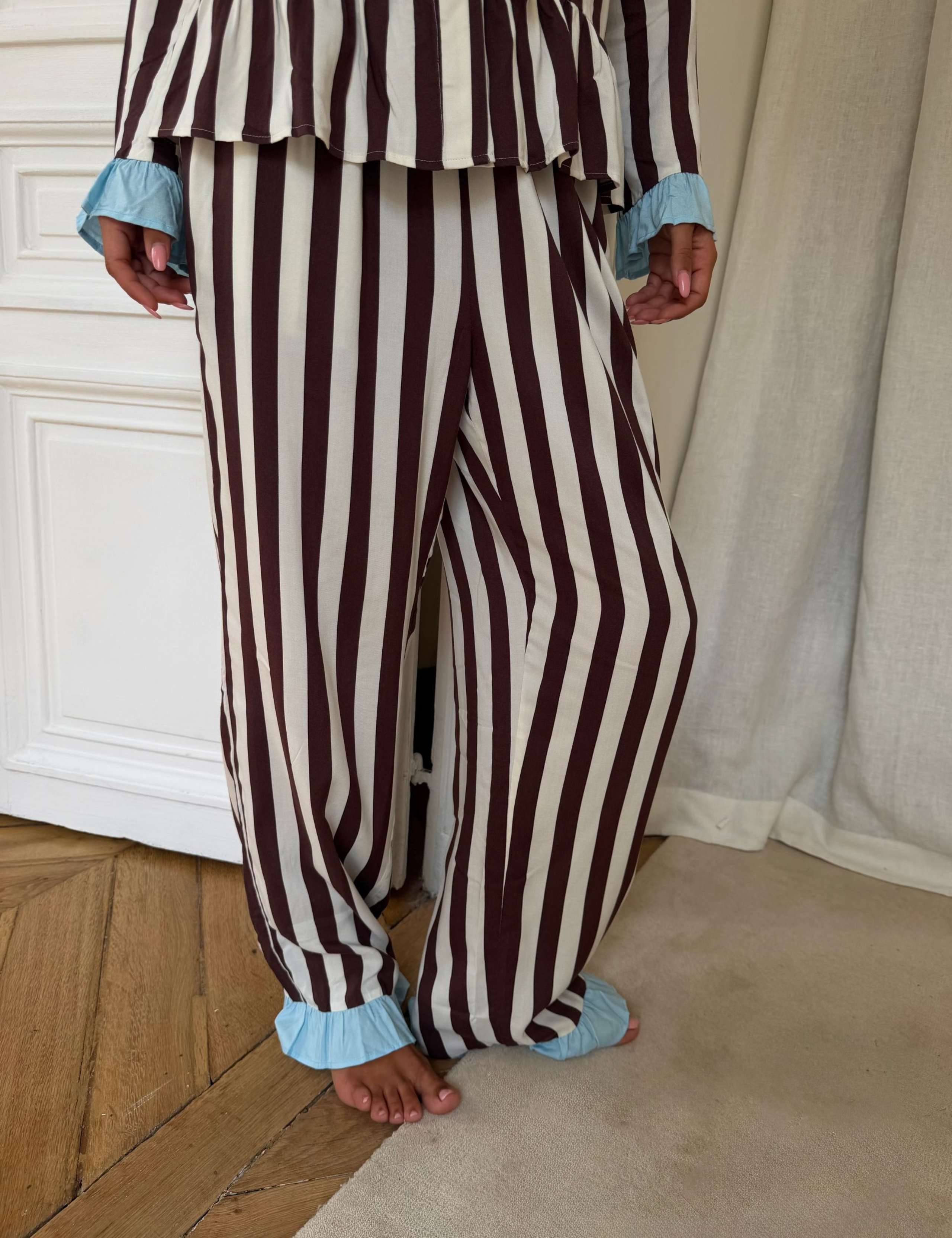 Striped Button Through Pyjama Set 2 of 4