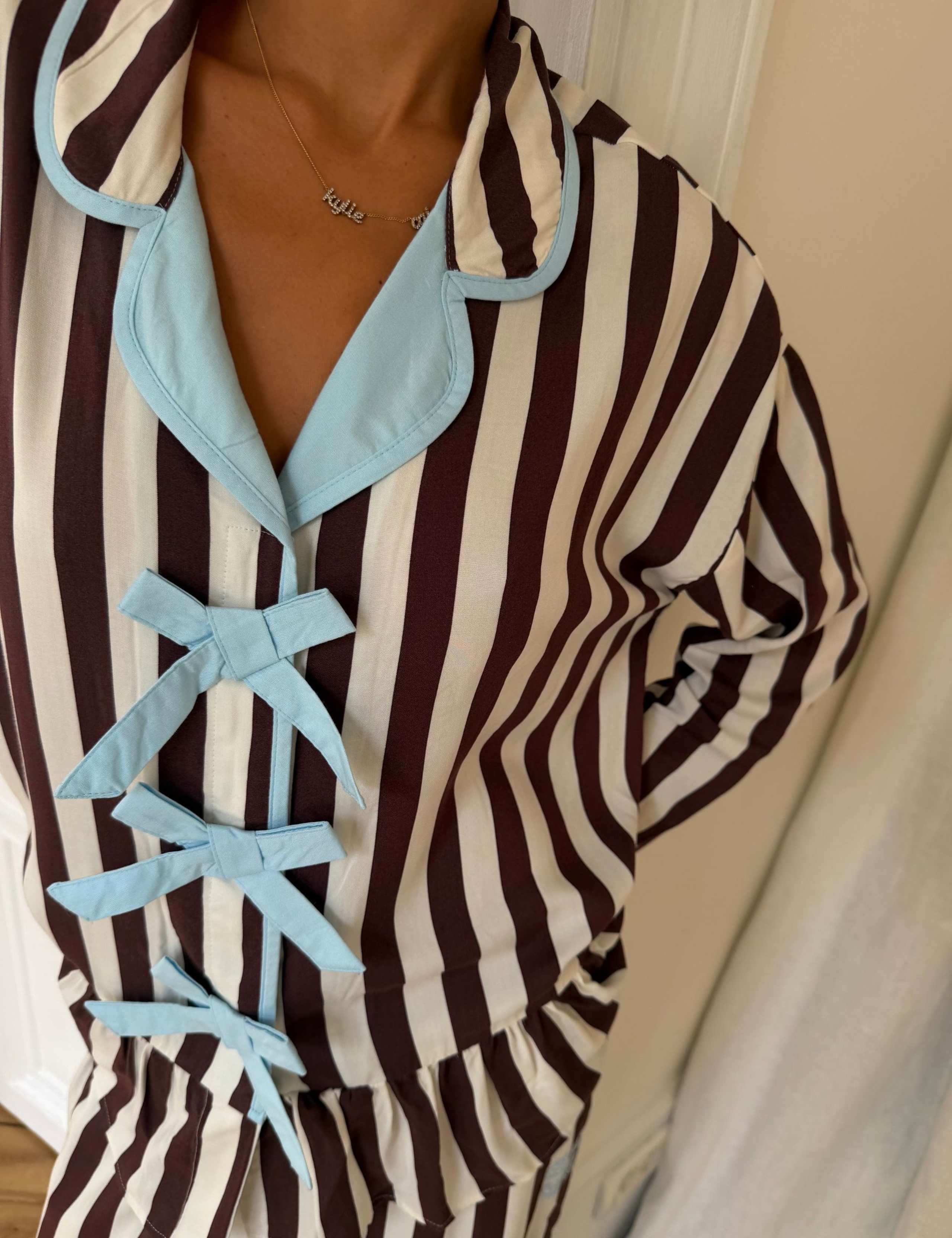 Striped Button Through Pyjama Set 3 of 4