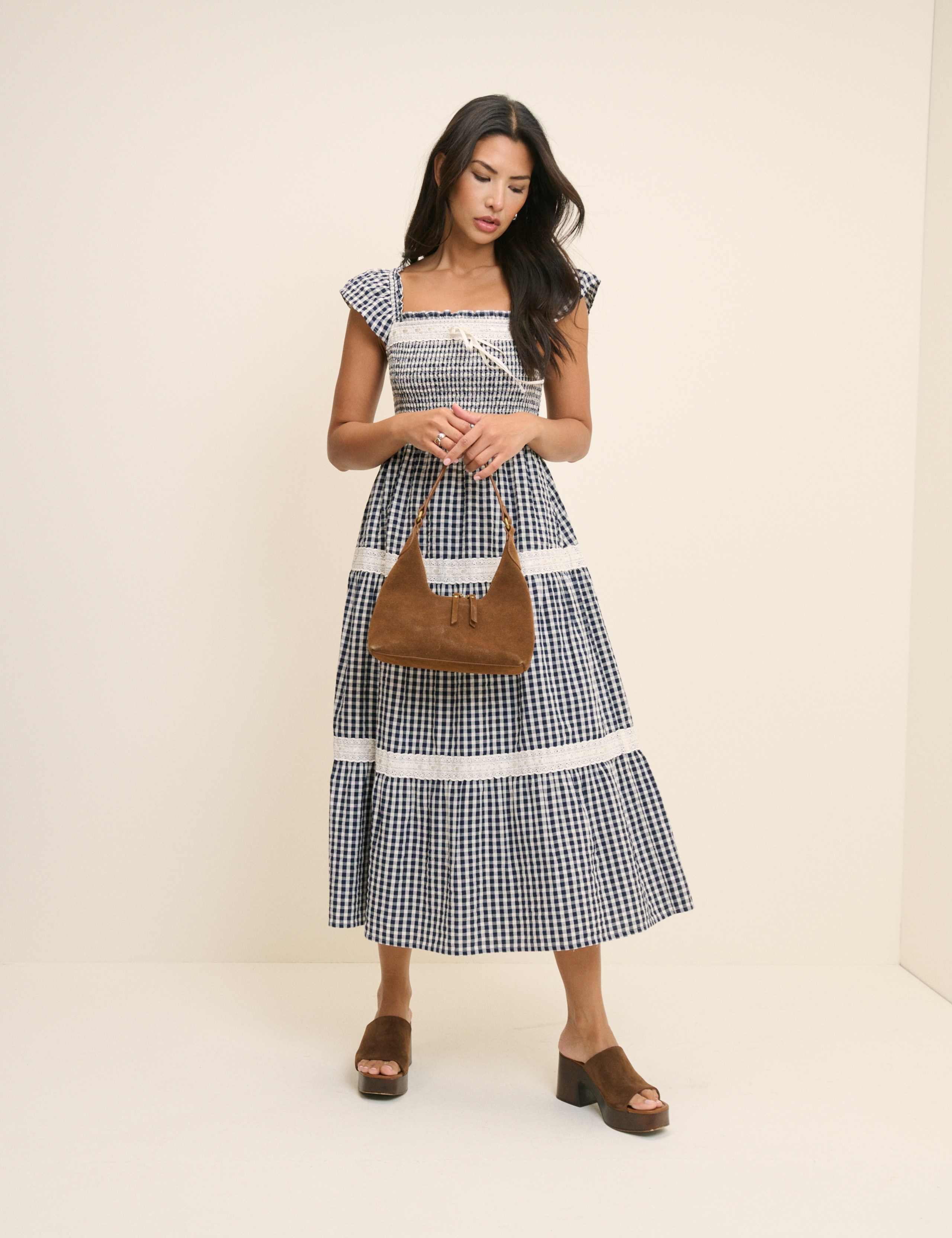 Pure Cotton Checked Square Neck Smock Dress 5 of 6
