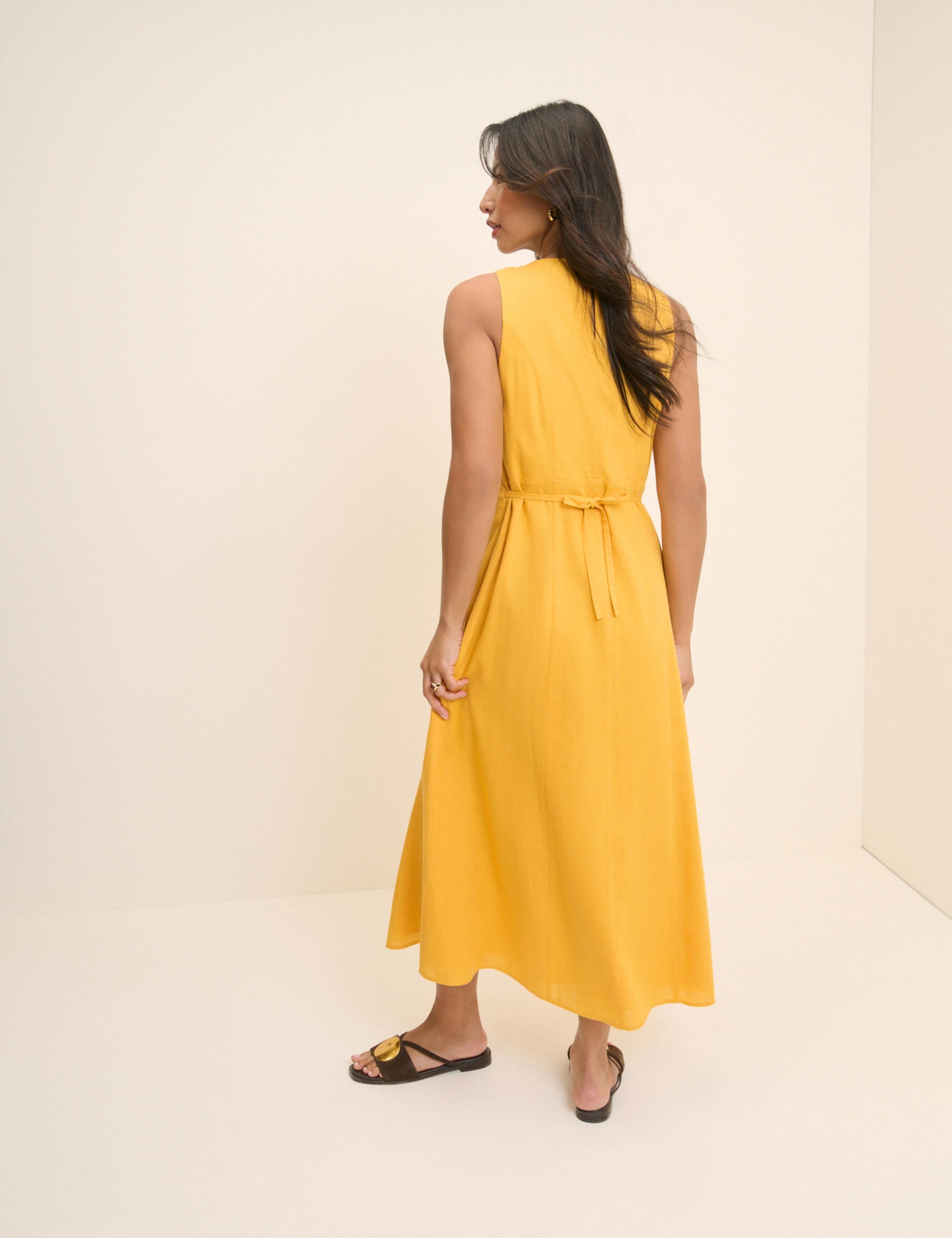 Lyocell Rich Midaxi Waisted Dress with Linen 5 of 5