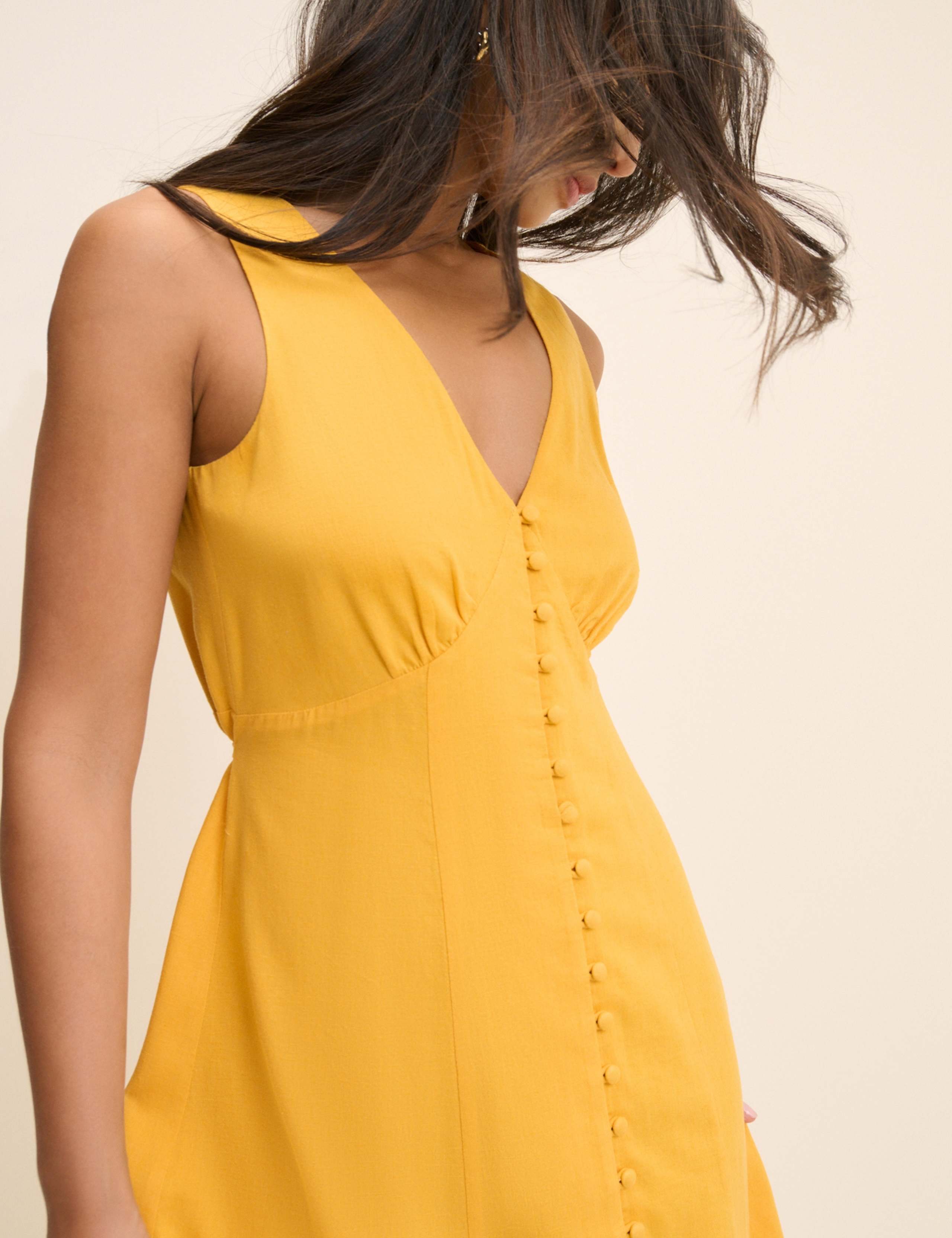 Lyocell Rich Midaxi Waisted Dress with Linen 8 of 8