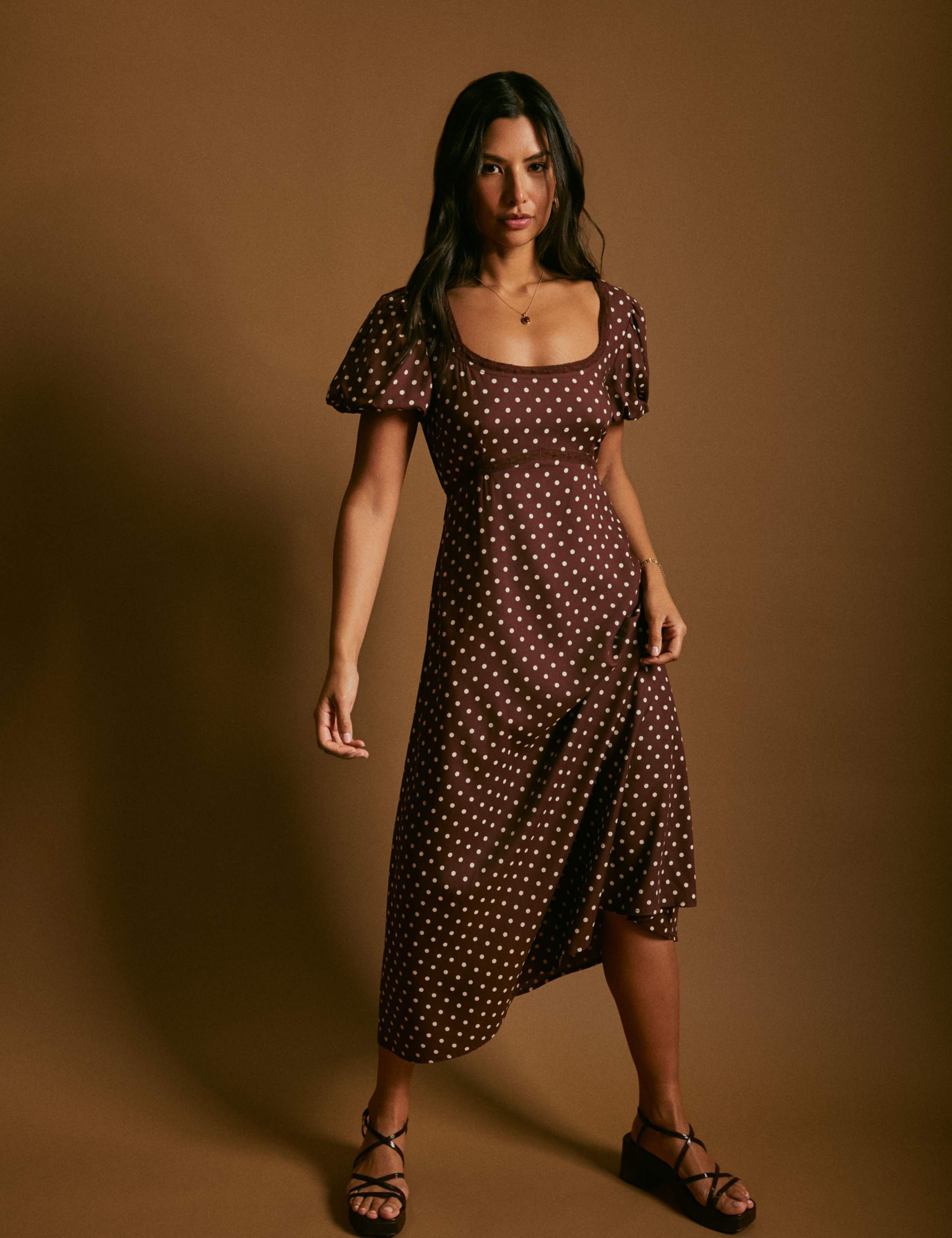 Polka Dot Midi Tea Dress 2 of 8