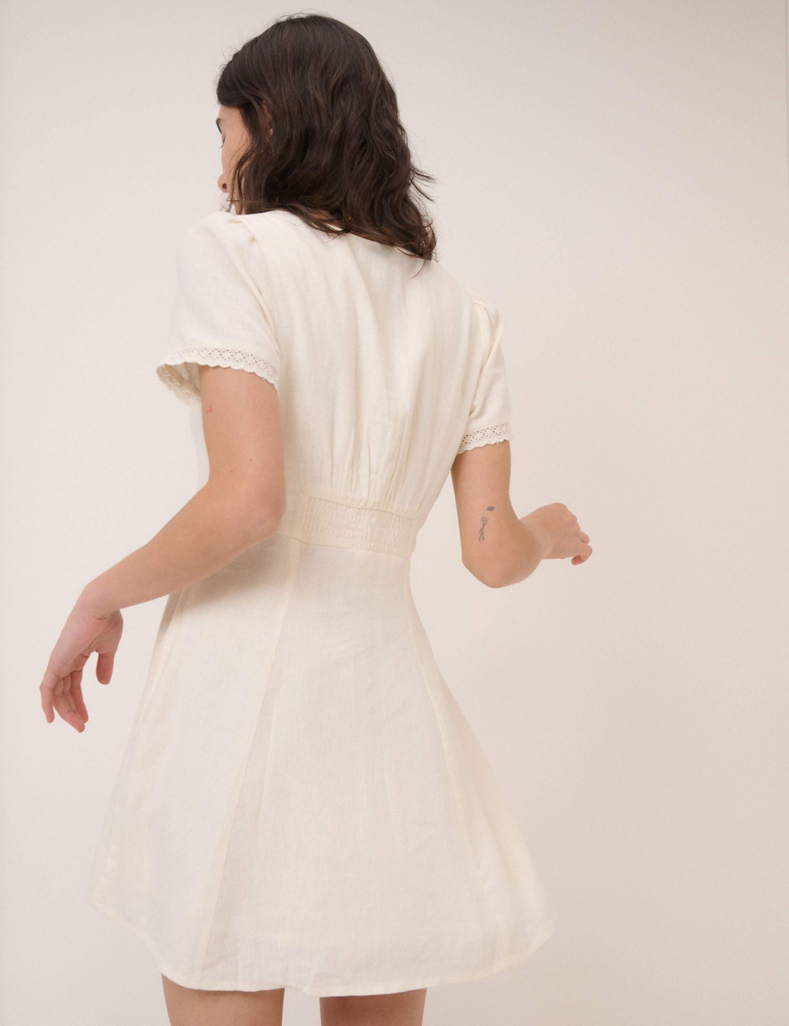 Pure Cotton Embroidered Mini Tea Dress 4 of 6