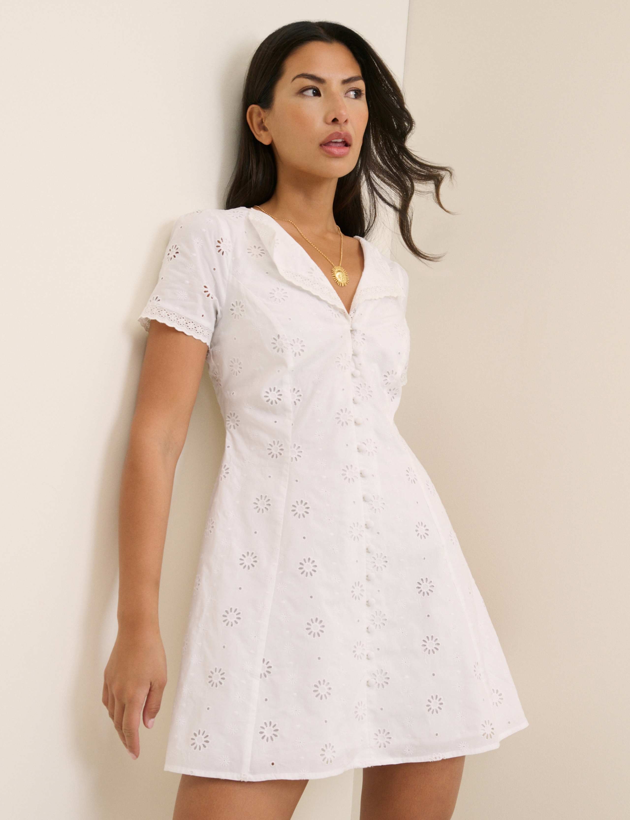Pure Cotton Embroidered Mini Tea Dress 4 of 5