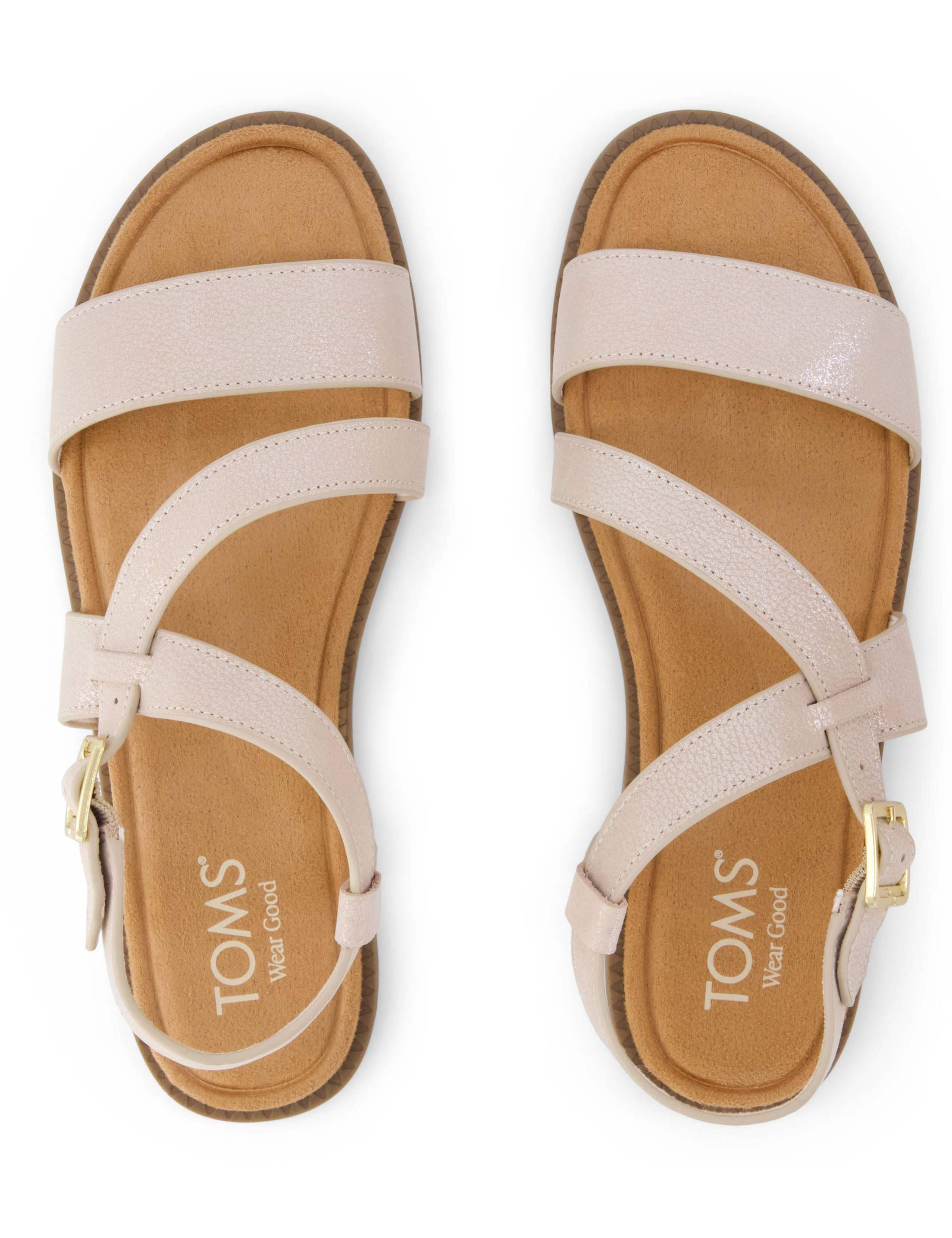 Leather Glitter Ankle Strap Flat Sandals 2 of 6