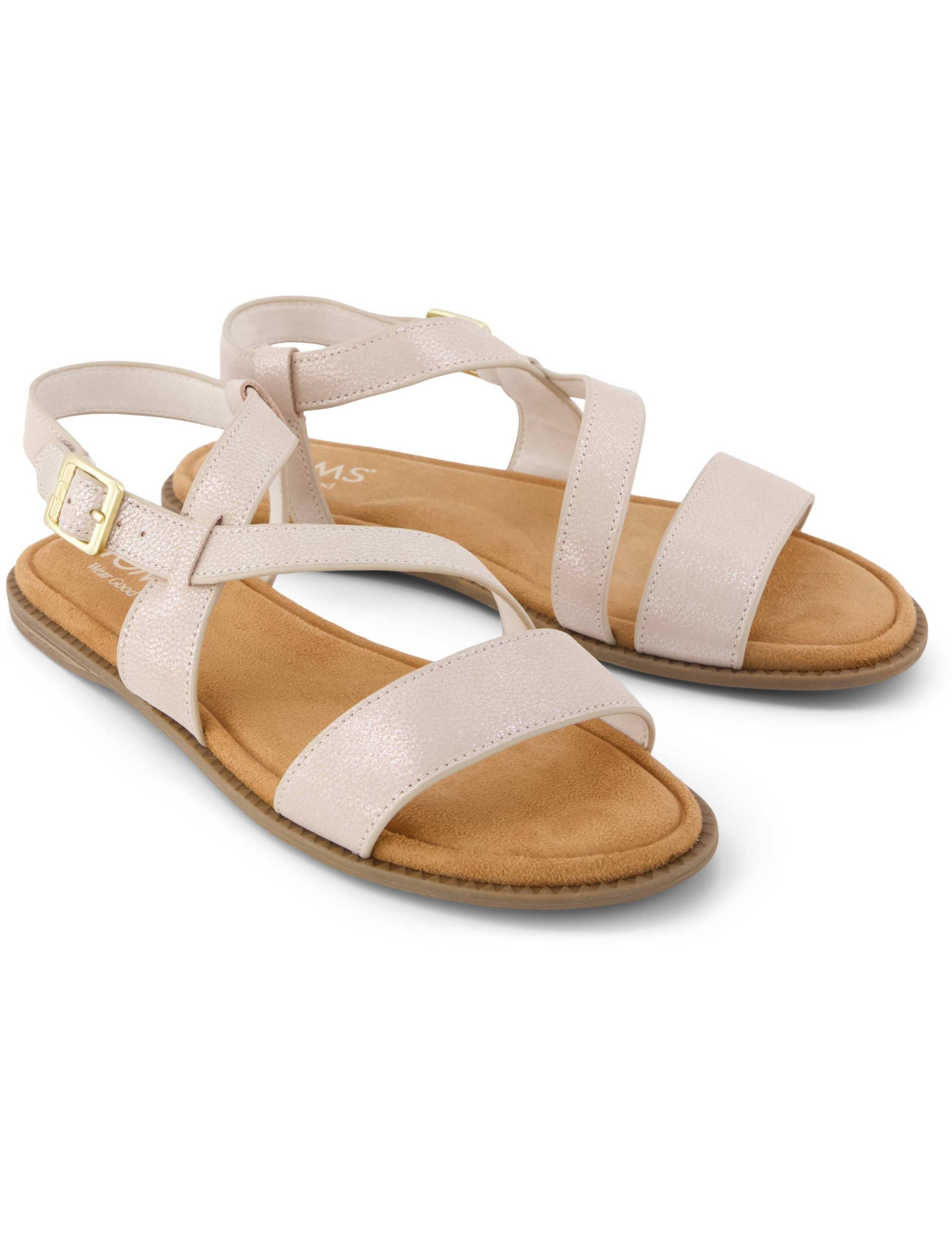 Leather Glitter Ankle Strap Flat Sandals 4 of 6