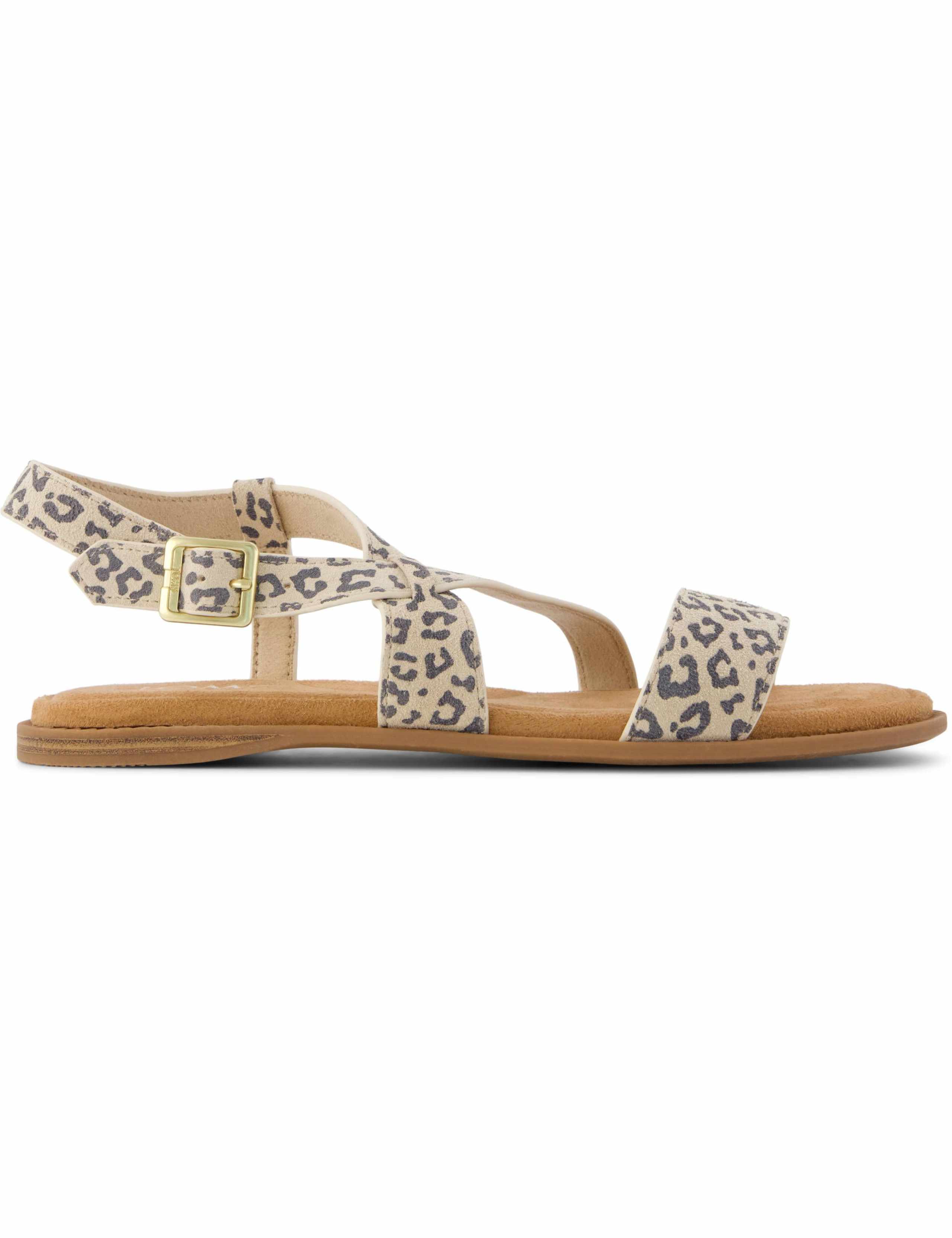 Suede Animal Print Ankle Strap Flat Sandals 1 of 6