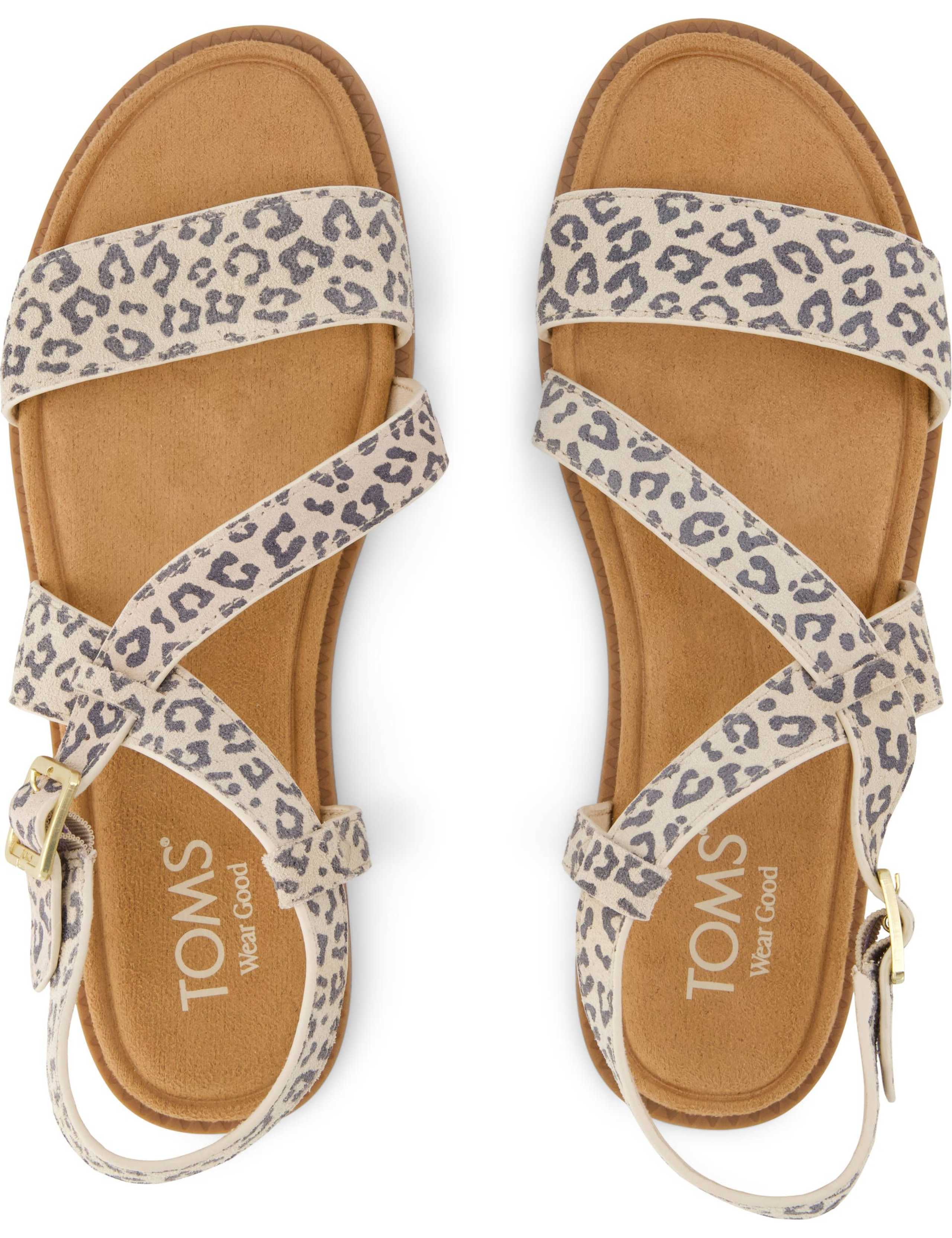 Suede Animal Print Ankle Strap Flat Sandals 2 of 6