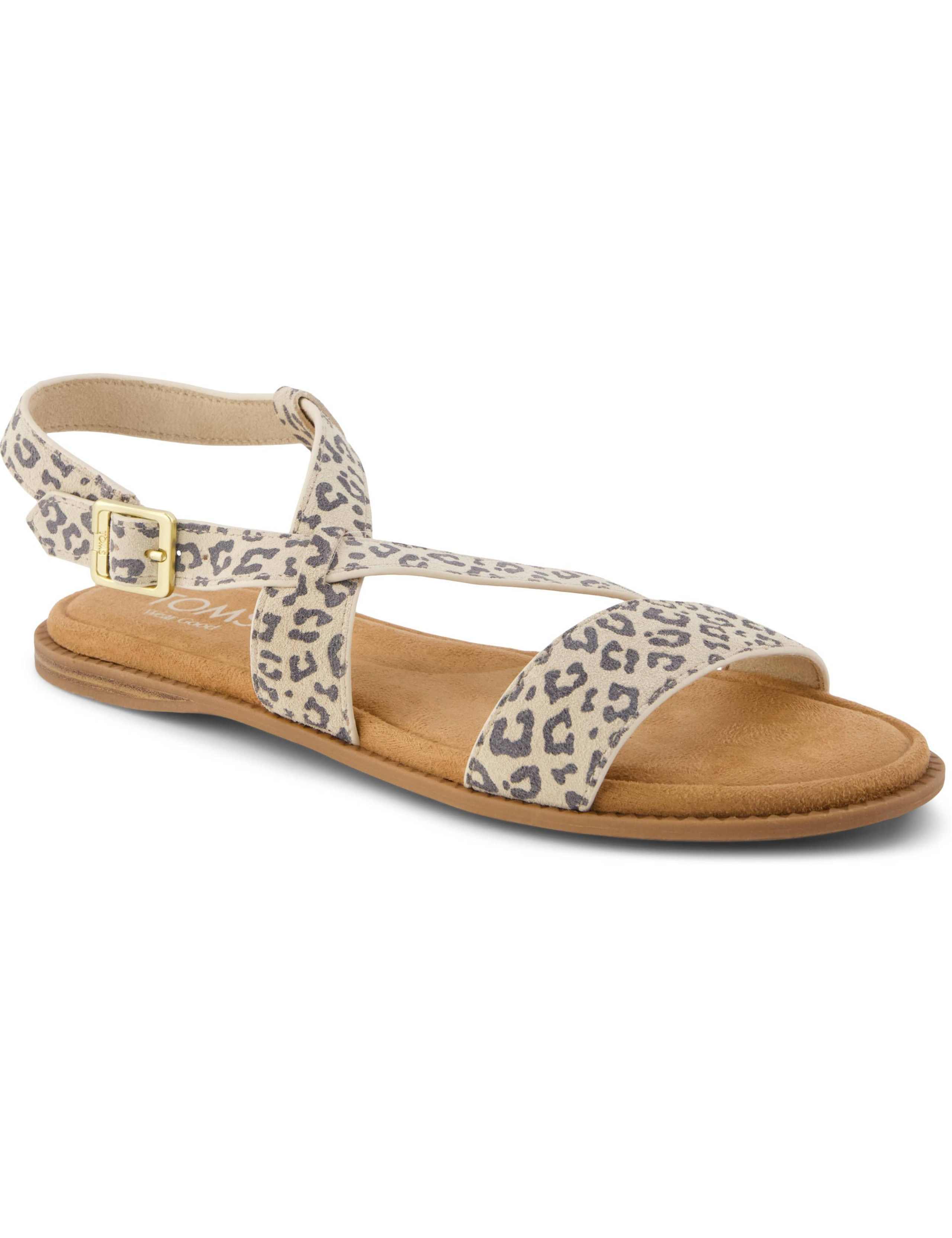 Suede Animal Print Ankle Strap Flat Sandals 3 of 6