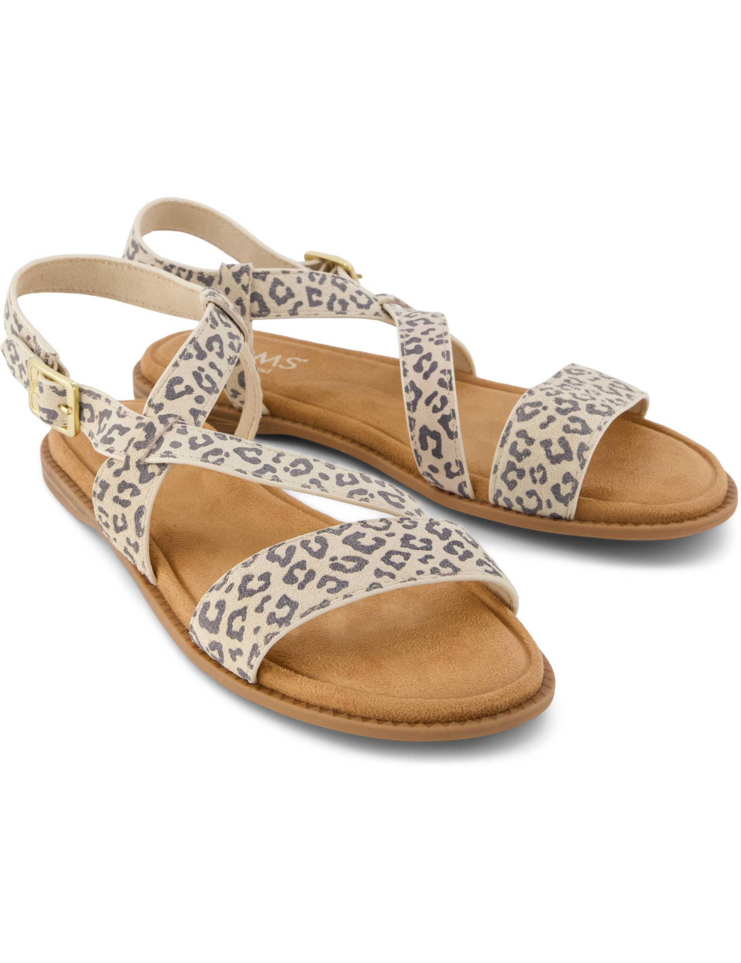 Suede Animal Print Ankle Strap Flat Sandals 4 of 6